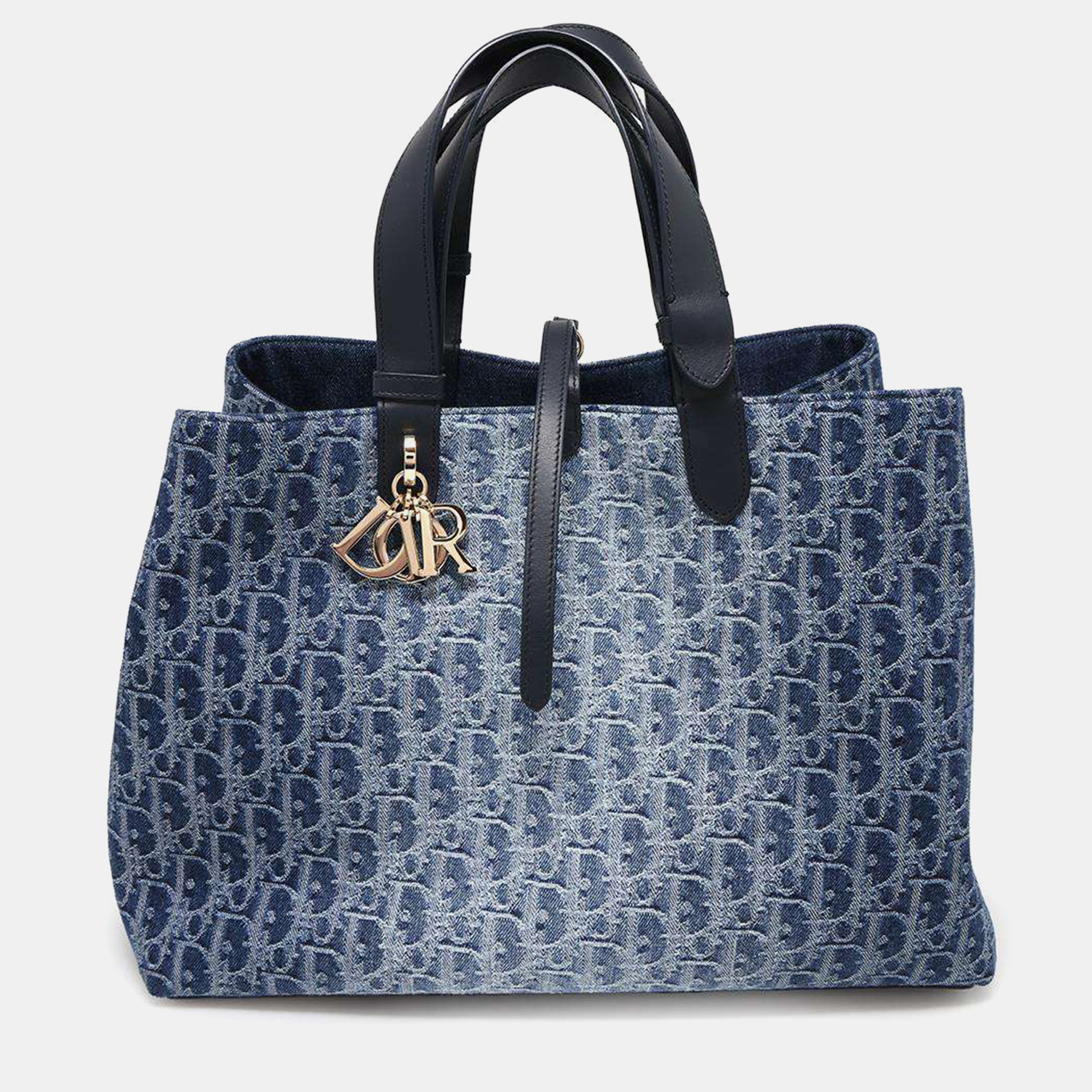 

Dior By Jules Blue Denim Large Oblique Tote Bag