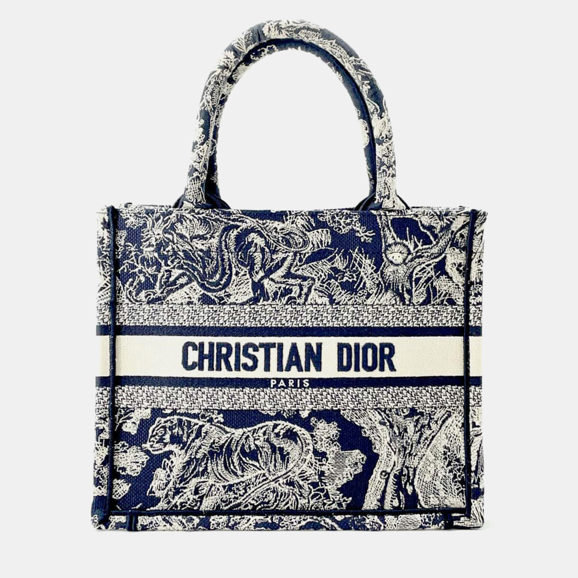 

Dior Book Tote Reverse Toile De Jouy Navy Canvas Size Small, Navy blue