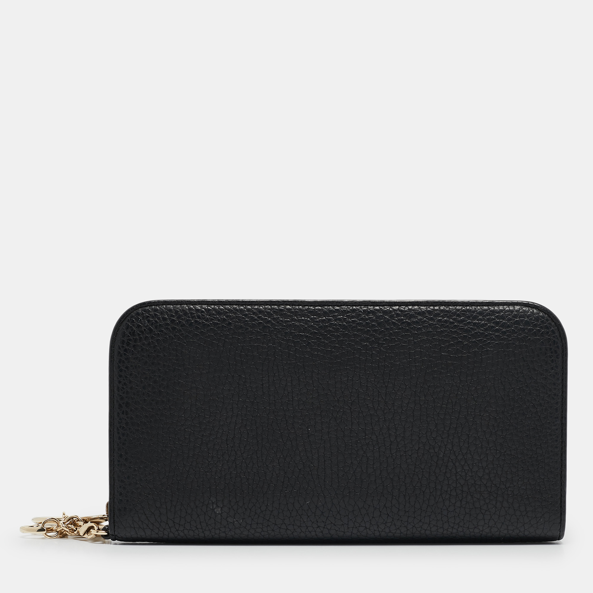 

Dior Black Leather Diorissimo Voyageur Zip Around Wallet