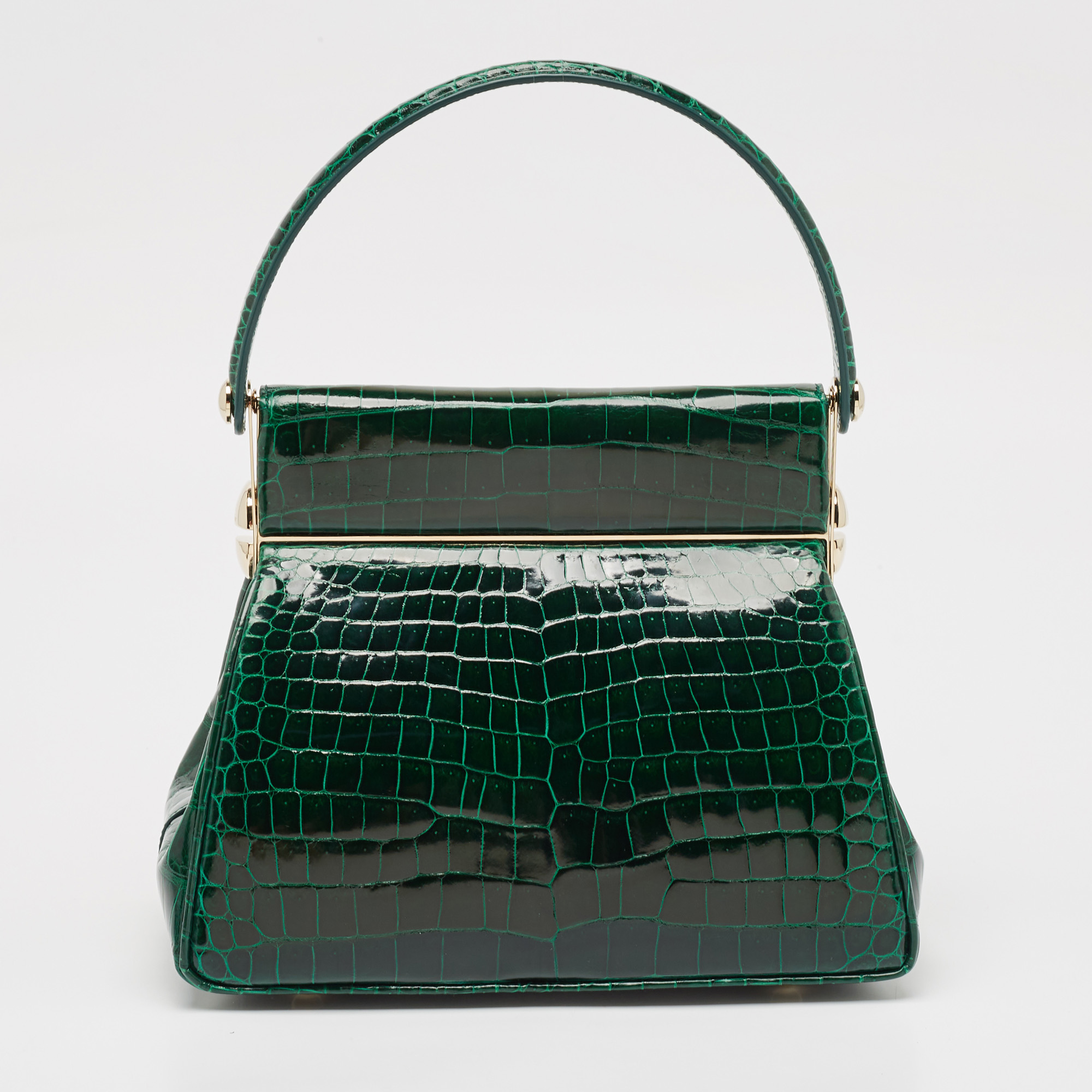 

Dior Green Crocodile Babe Top Handle Bag