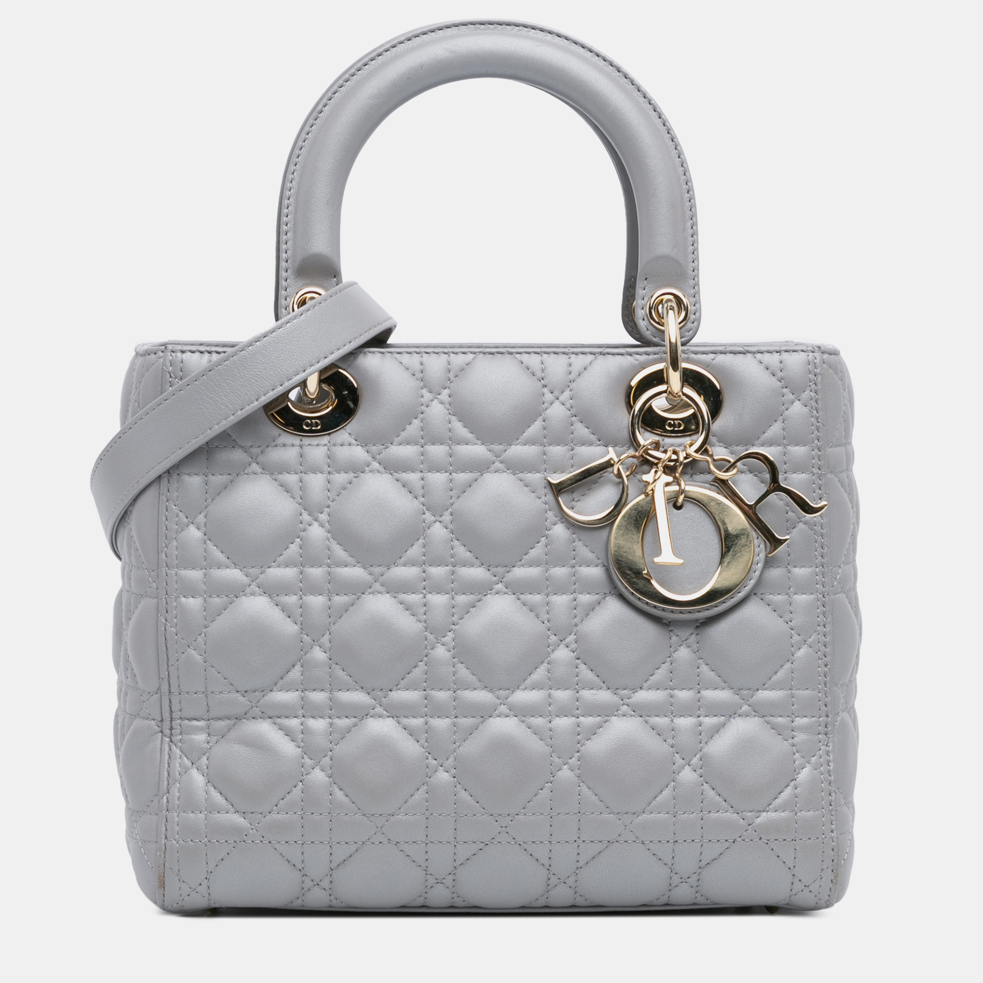 

Dior Grey Medium Lambskin Cannage Lady Dior