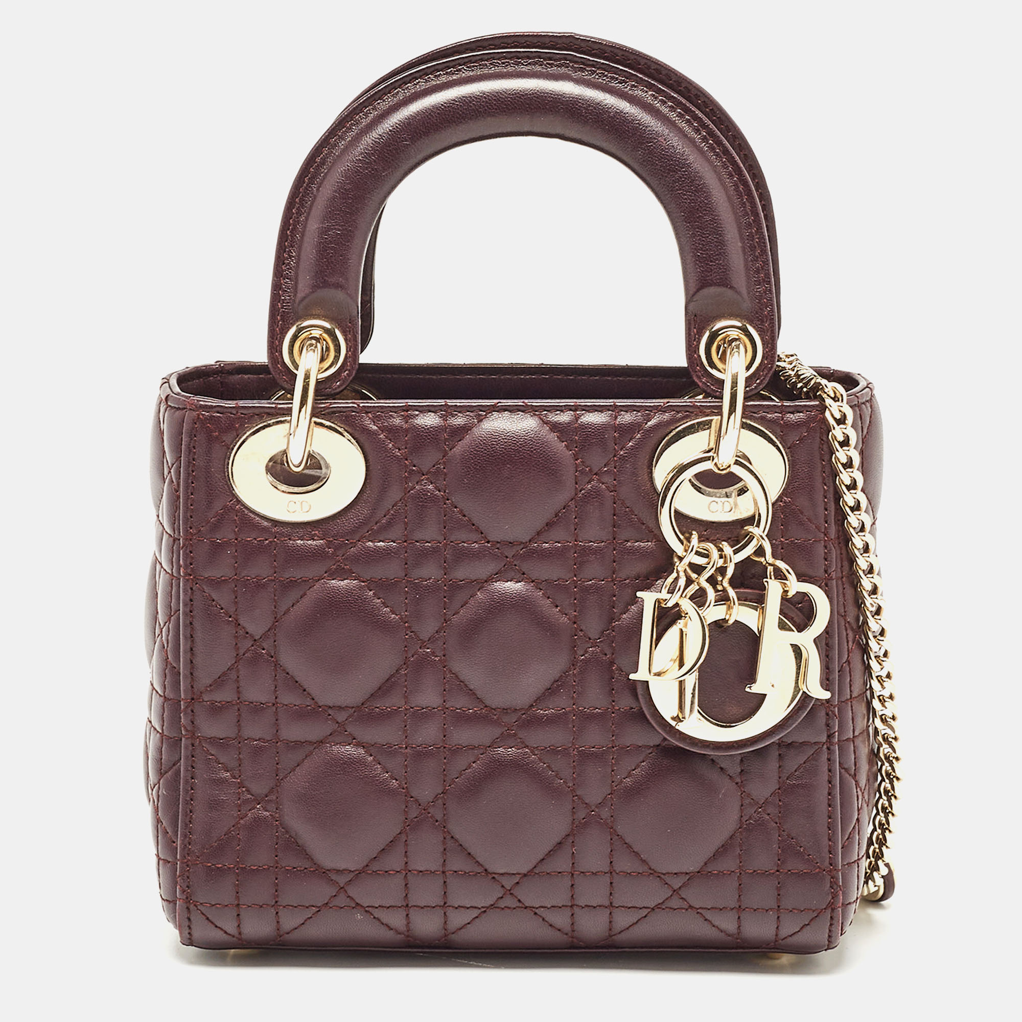 

Dior Purple Cannage Leather Mini Lady Dior Tote