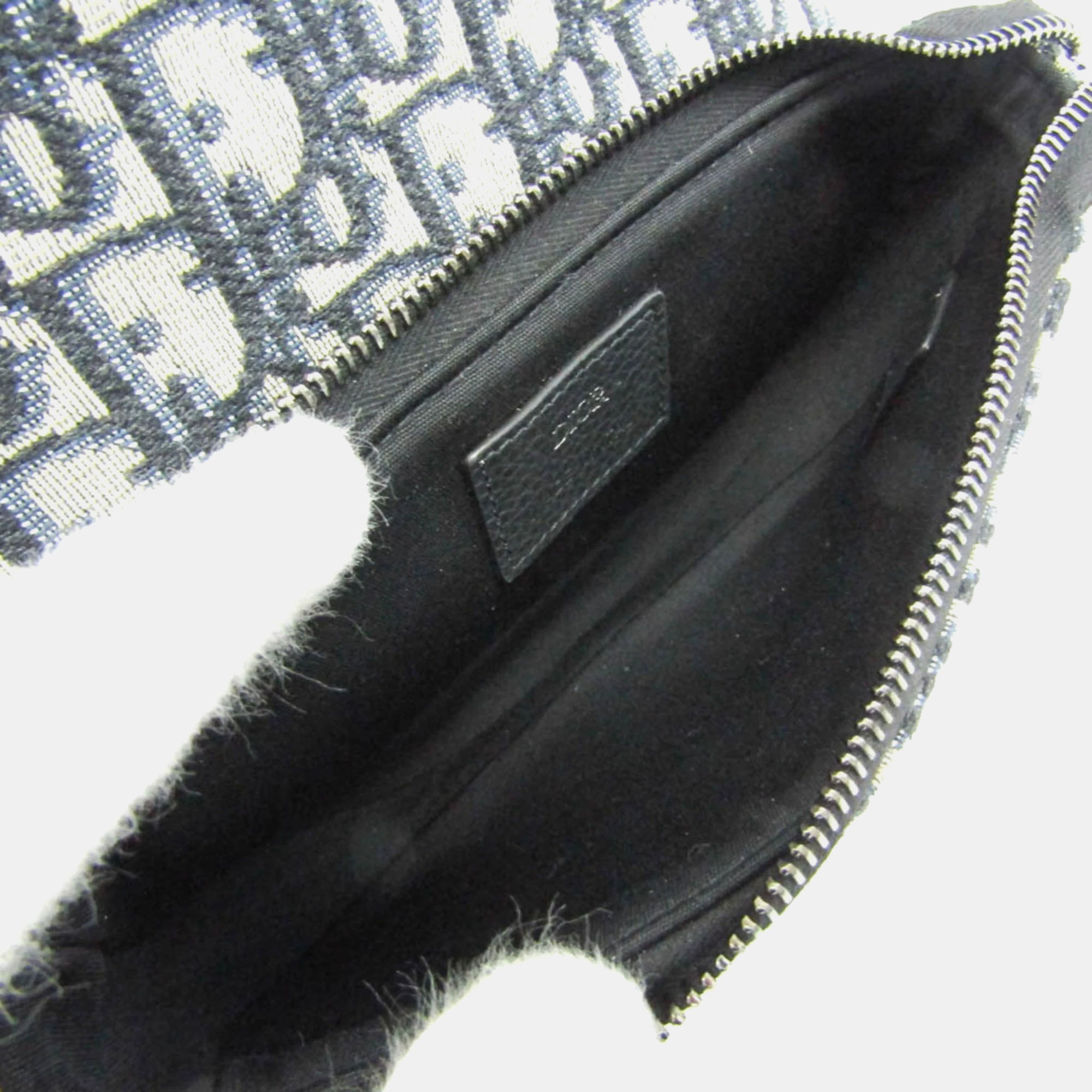 Dior Cream/Navy Canvas Oblique Clutch Shoulder Bag 
