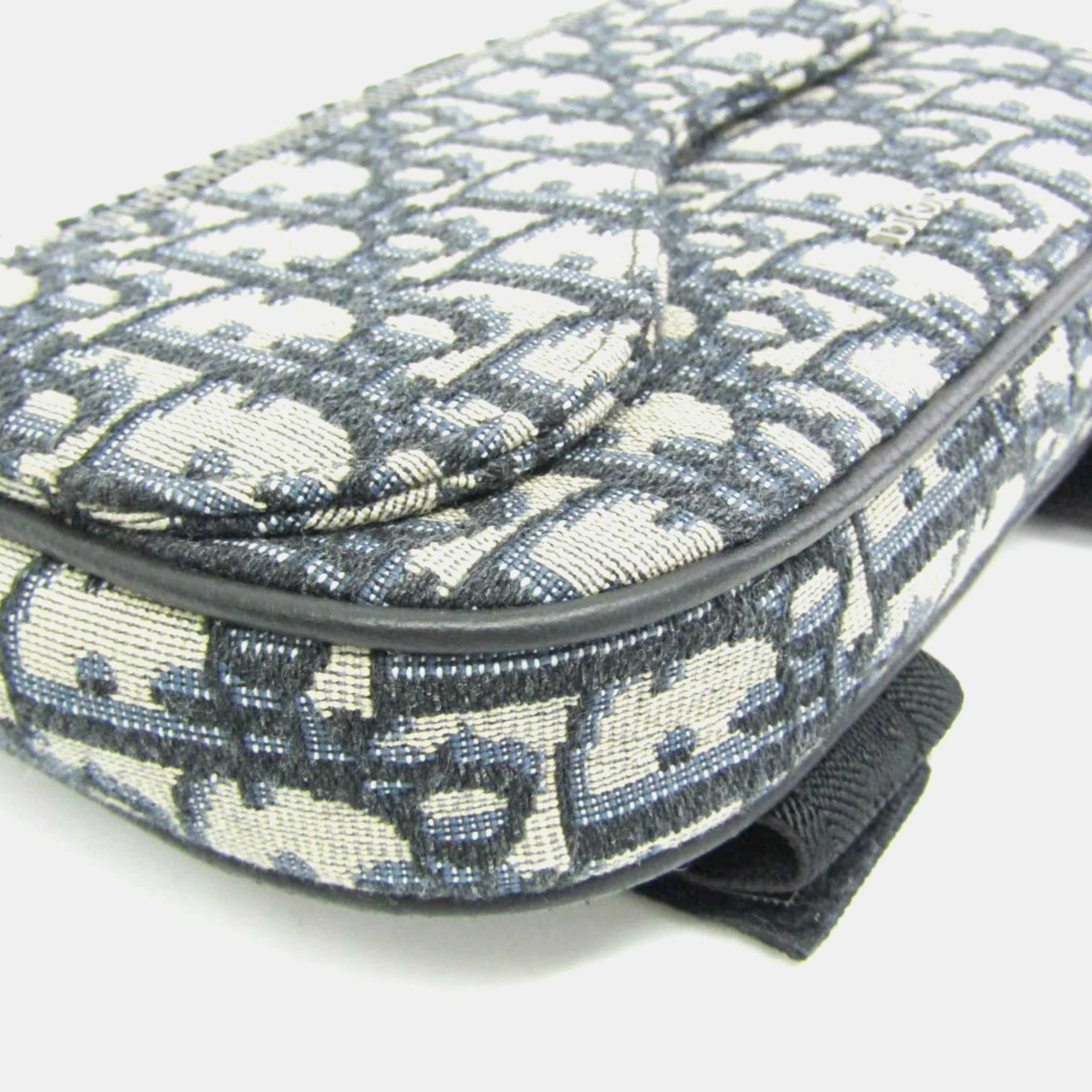 Dior Cream/Navy Canvas Oblique Clutch Shoulder Bag 
