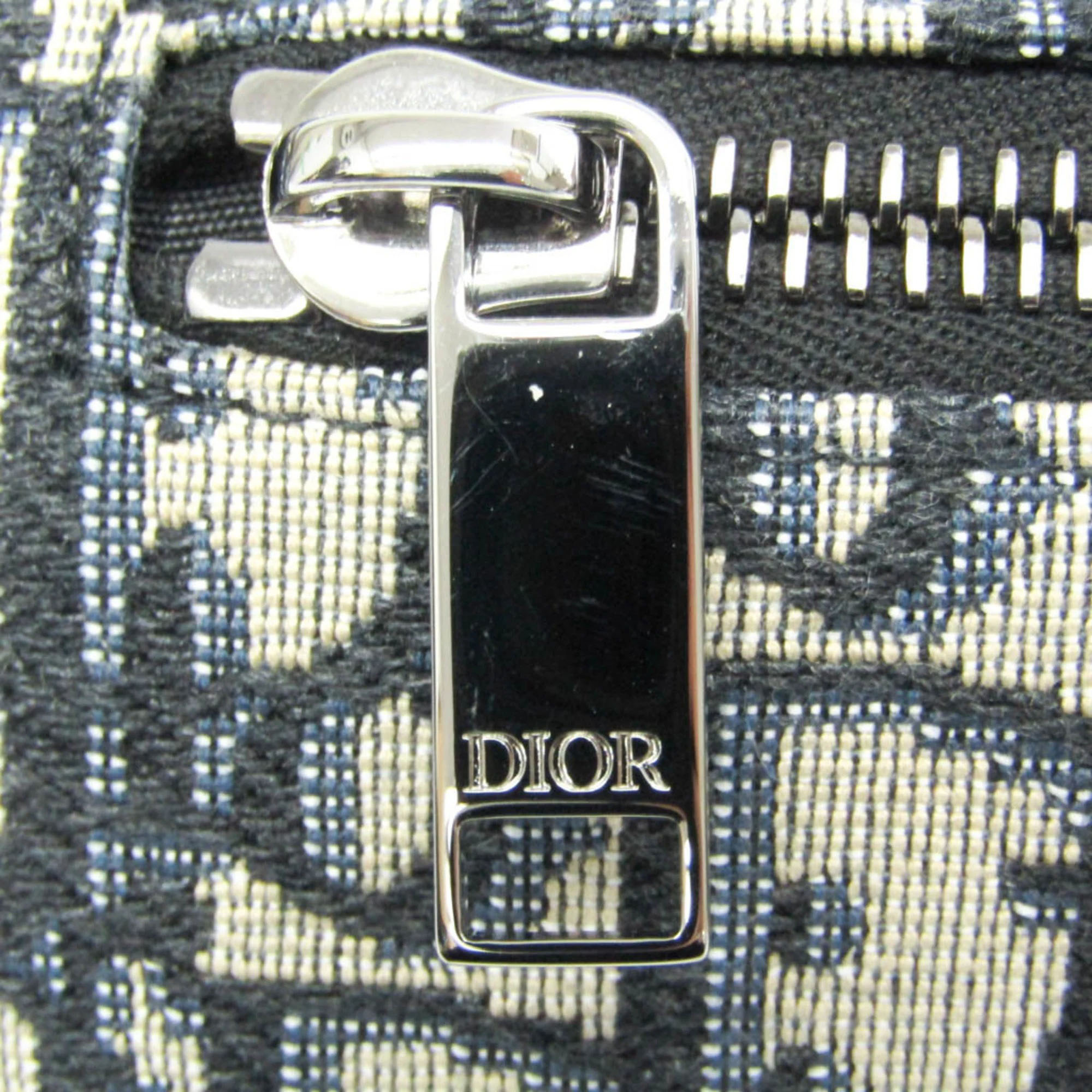 Dior Cream/Navy Canvas Oblique Clutch Shoulder Bag 
