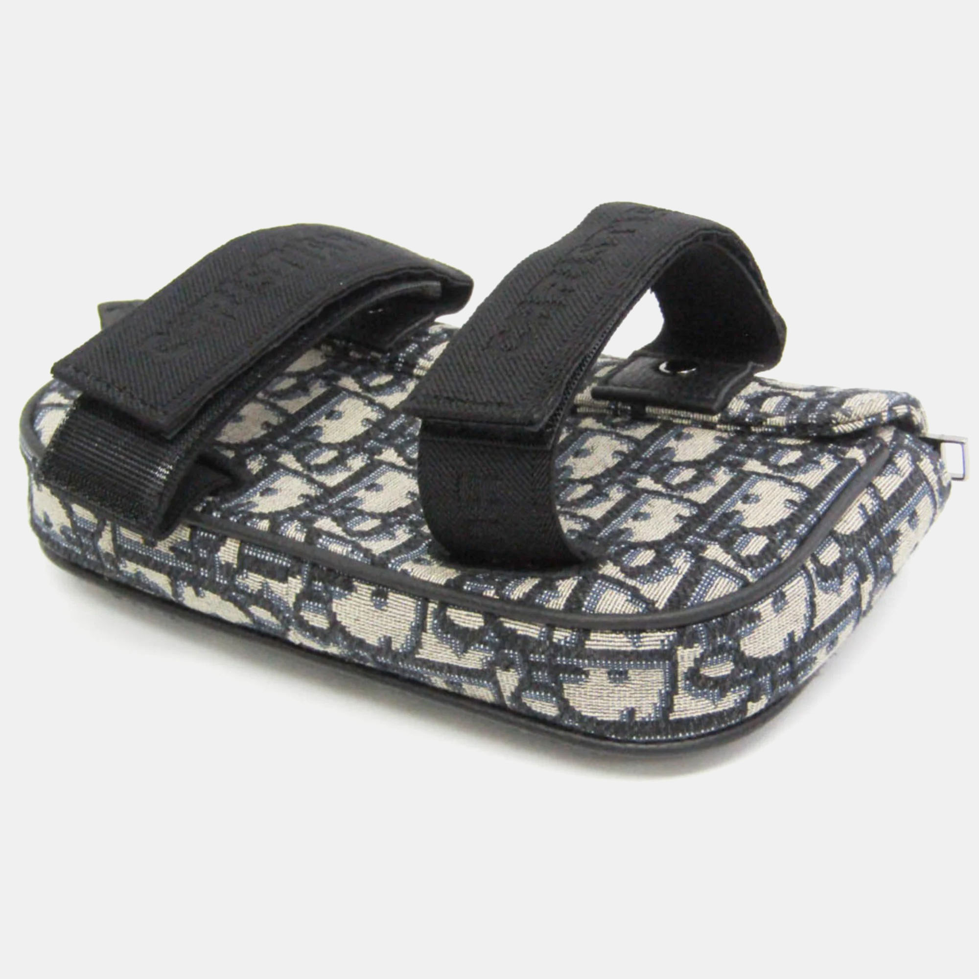 Dior Cream/Navy Canvas Oblique Clutch Shoulder Bag 