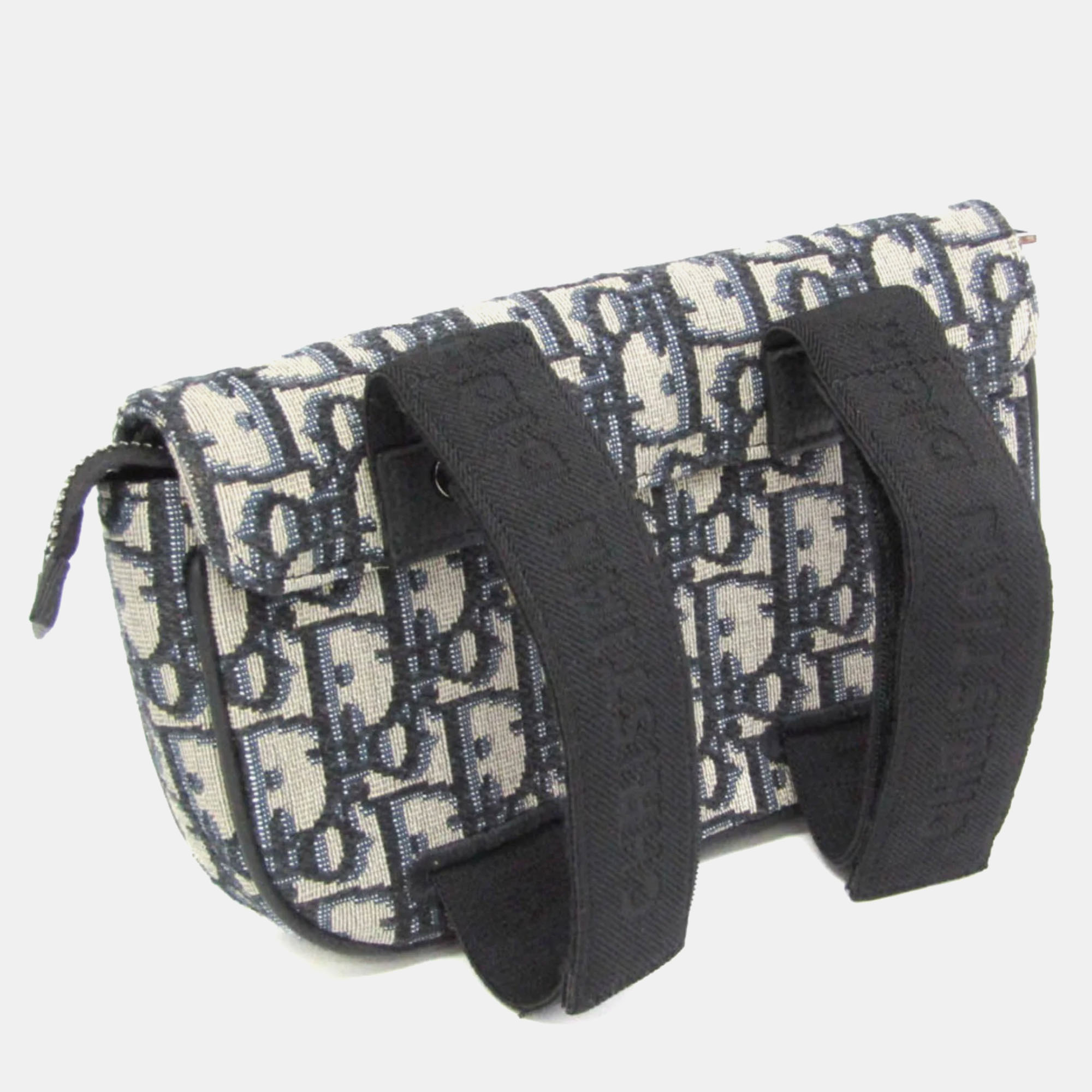 Dior Cream/Navy Canvas Oblique Clutch Shoulder Bag 