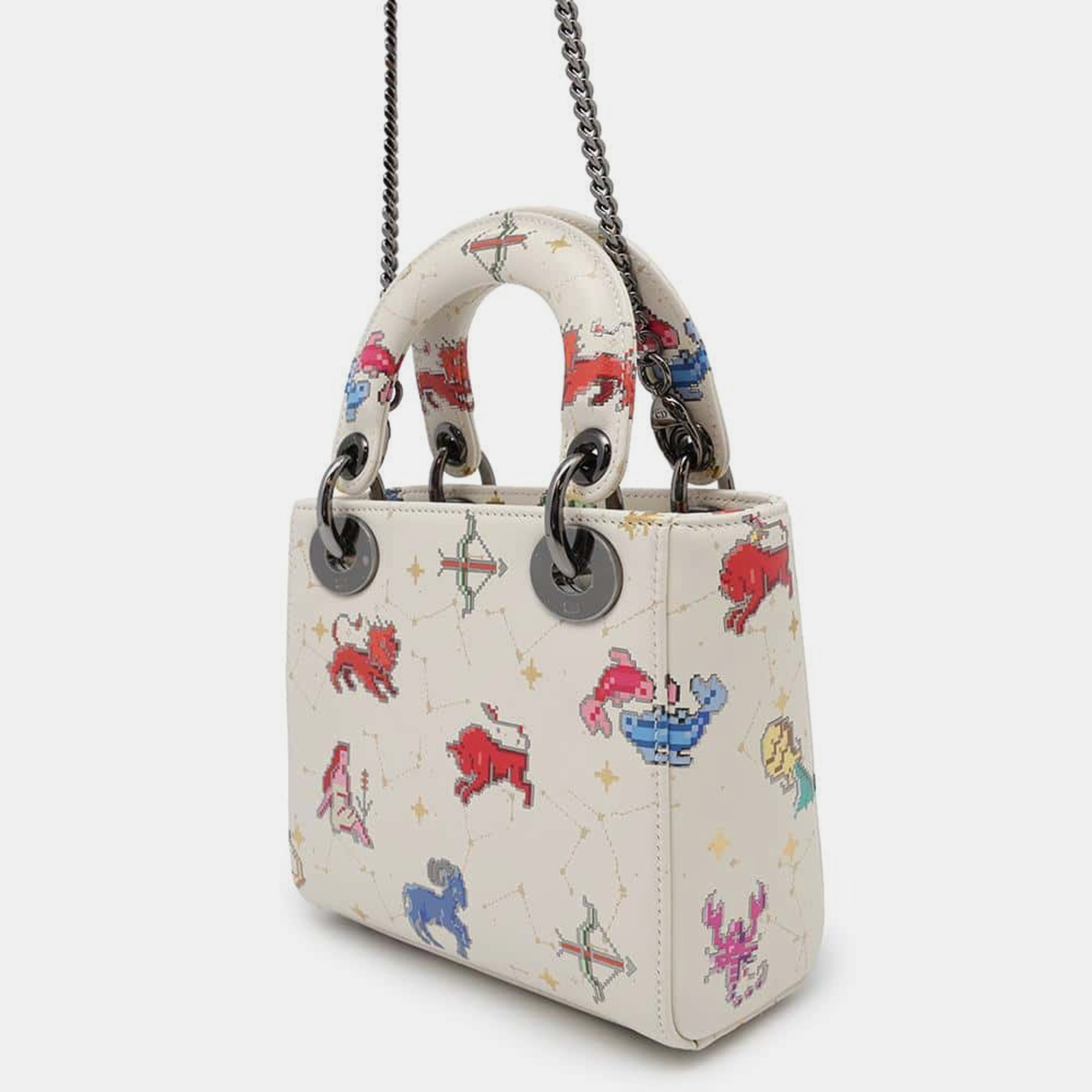 Dior Constellation Ivory/Multicolor Leather Lady Dior Mini  Bag 