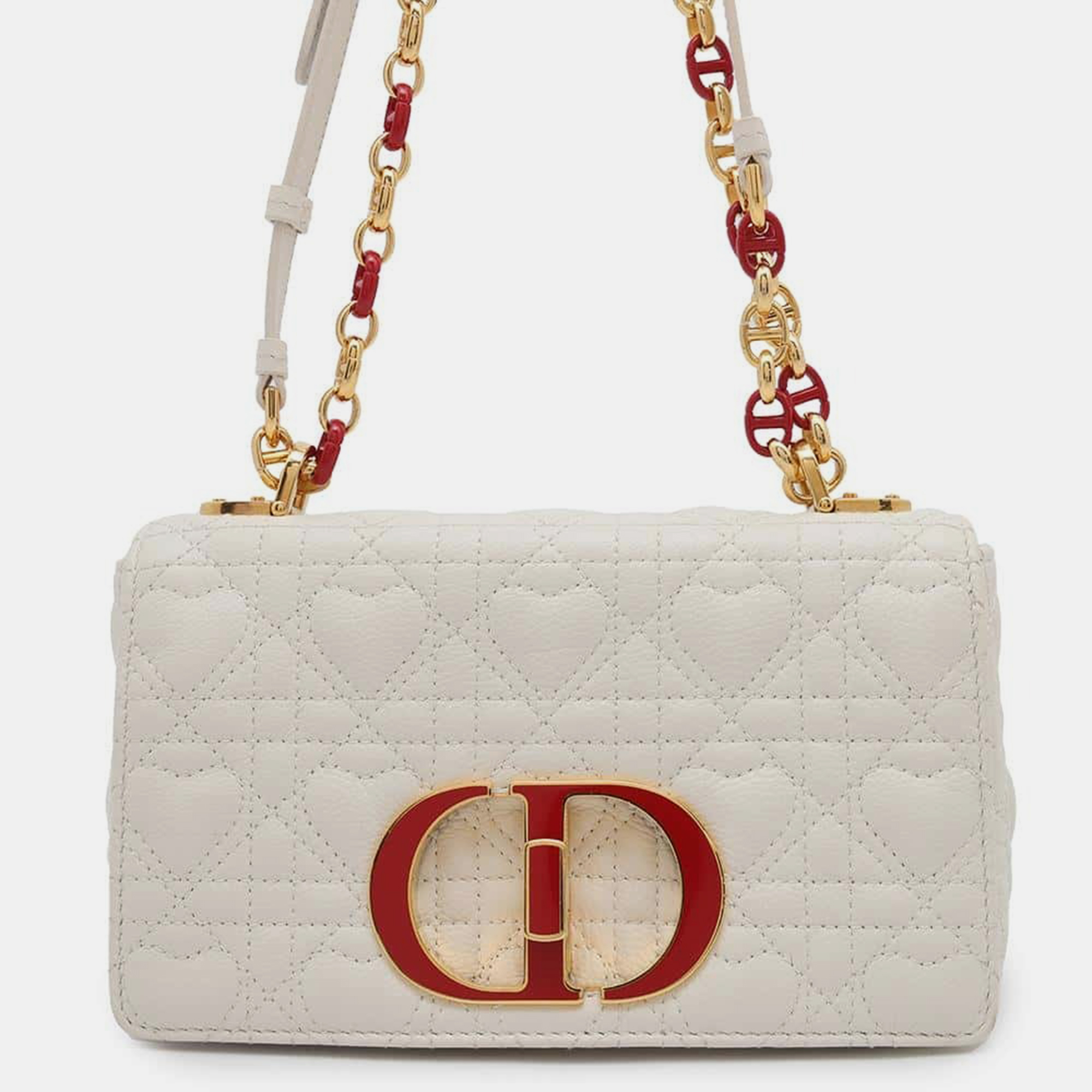 

Dior White Leather Caro 2021 Limited Edition Small Shoulder Bag