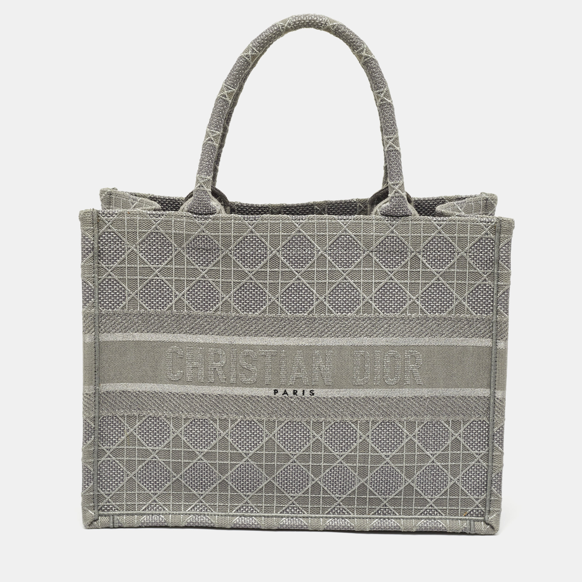 

Dior Grey Embroidered Canvas Medium Book Tote