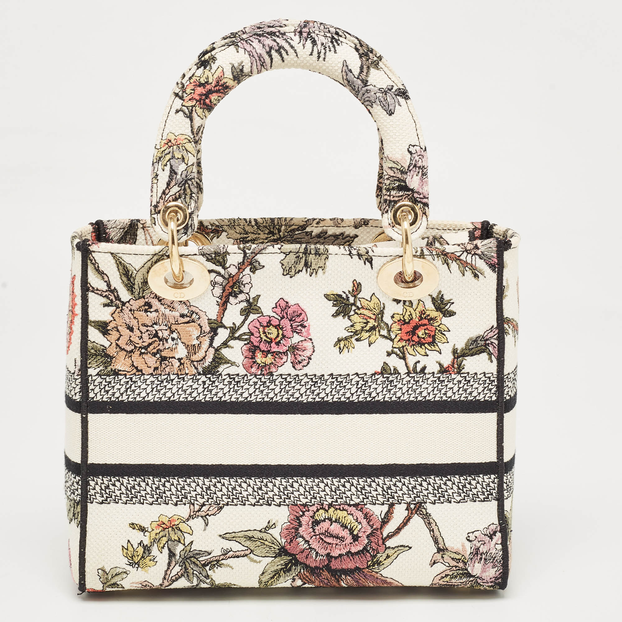 Dior Multicolor Floral Embroidered Canvas Medium Lady D-Lite Tote 