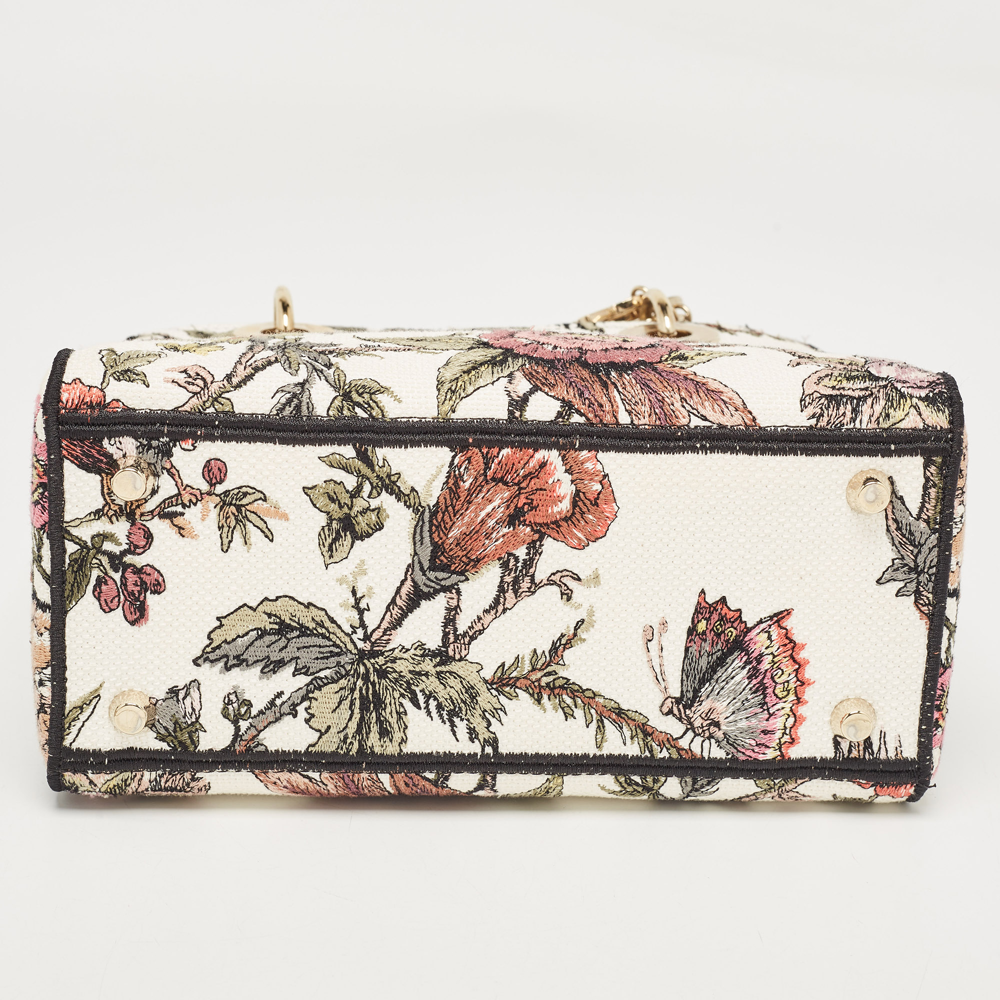 Dior Multicolor Floral Embroidered Canvas Medium Lady D-Lite Tote 
