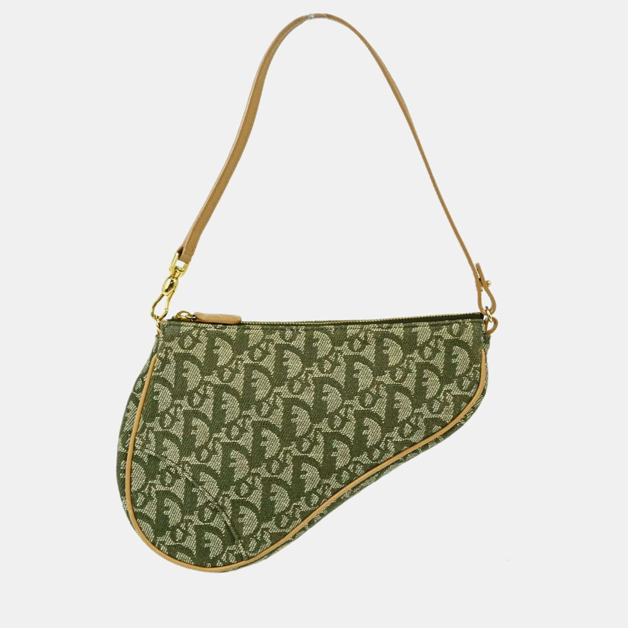 

Dior Green Canvas Trotter Saddle Handbag