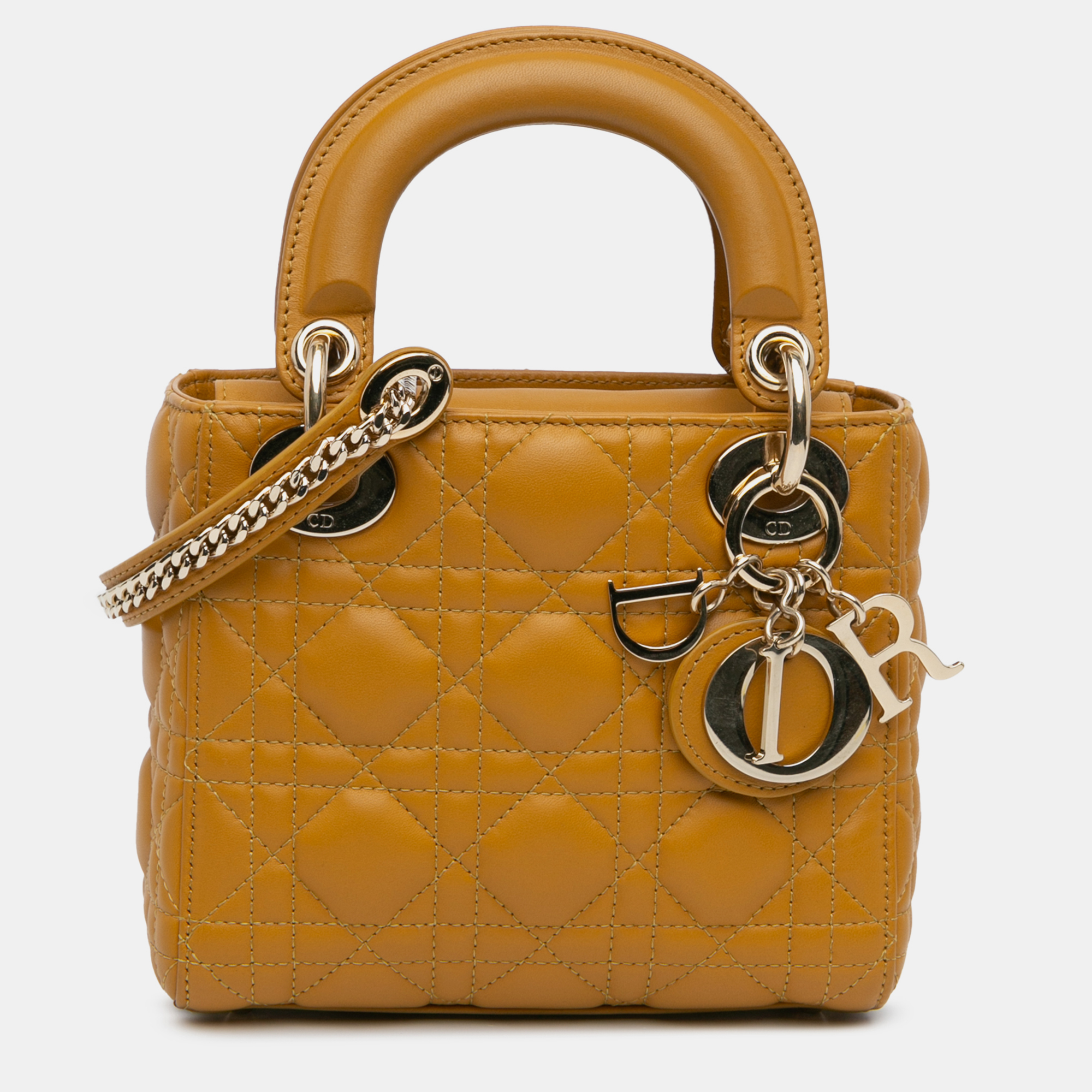 

Dior Yellow Mini Lambskin Cannage Lady Dior