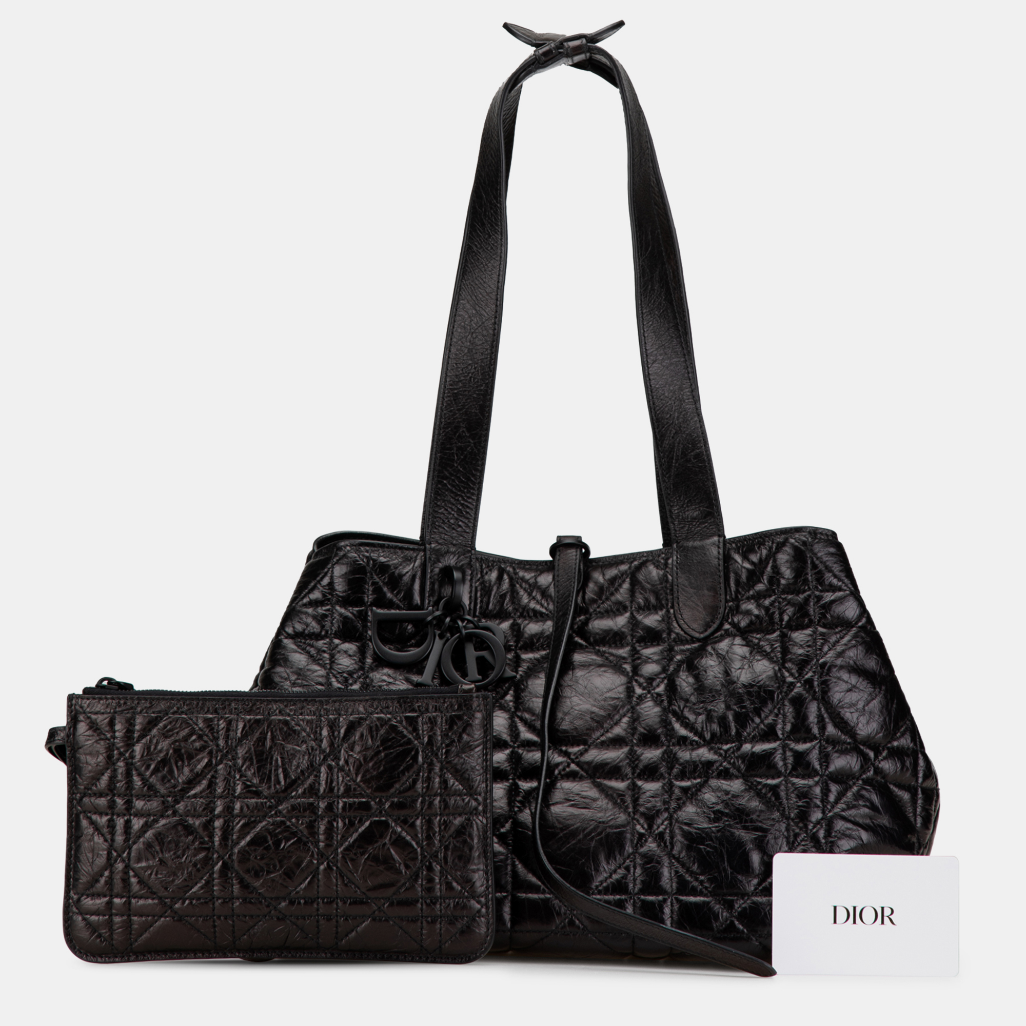 Dior Black Medium Macrocannage Calfskin Toujours Handbag 