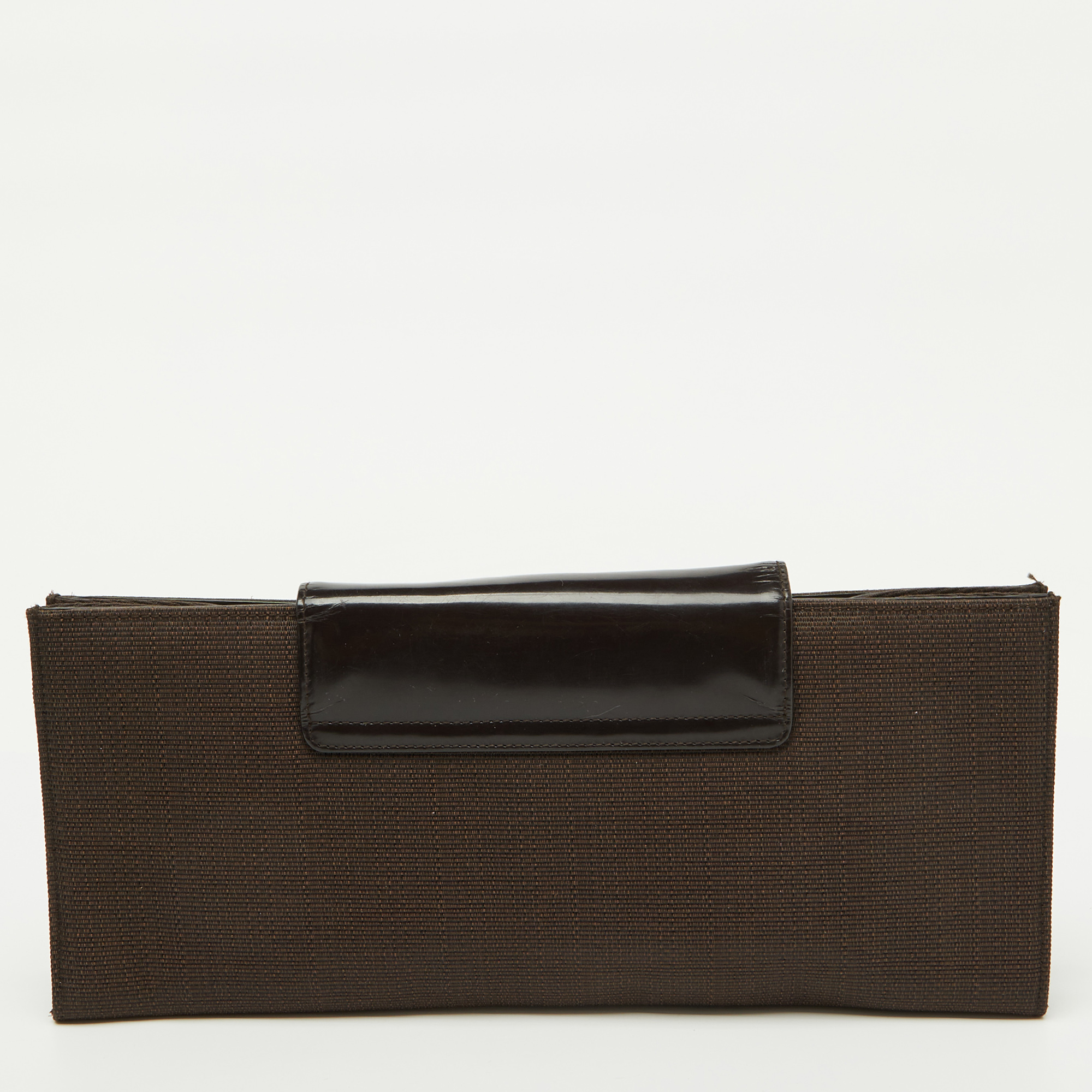 Dior Dark Brown Canvas and Leather Vintage Flap Clutch 