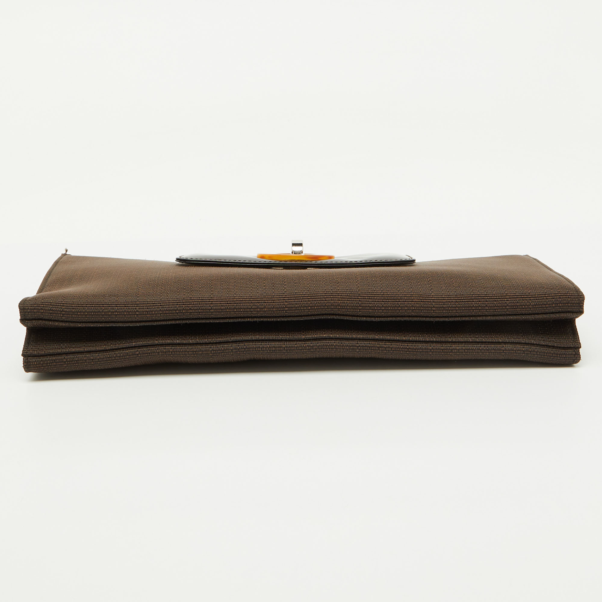 Dior Dark Brown Canvas and Leather Vintage Flap Clutch 