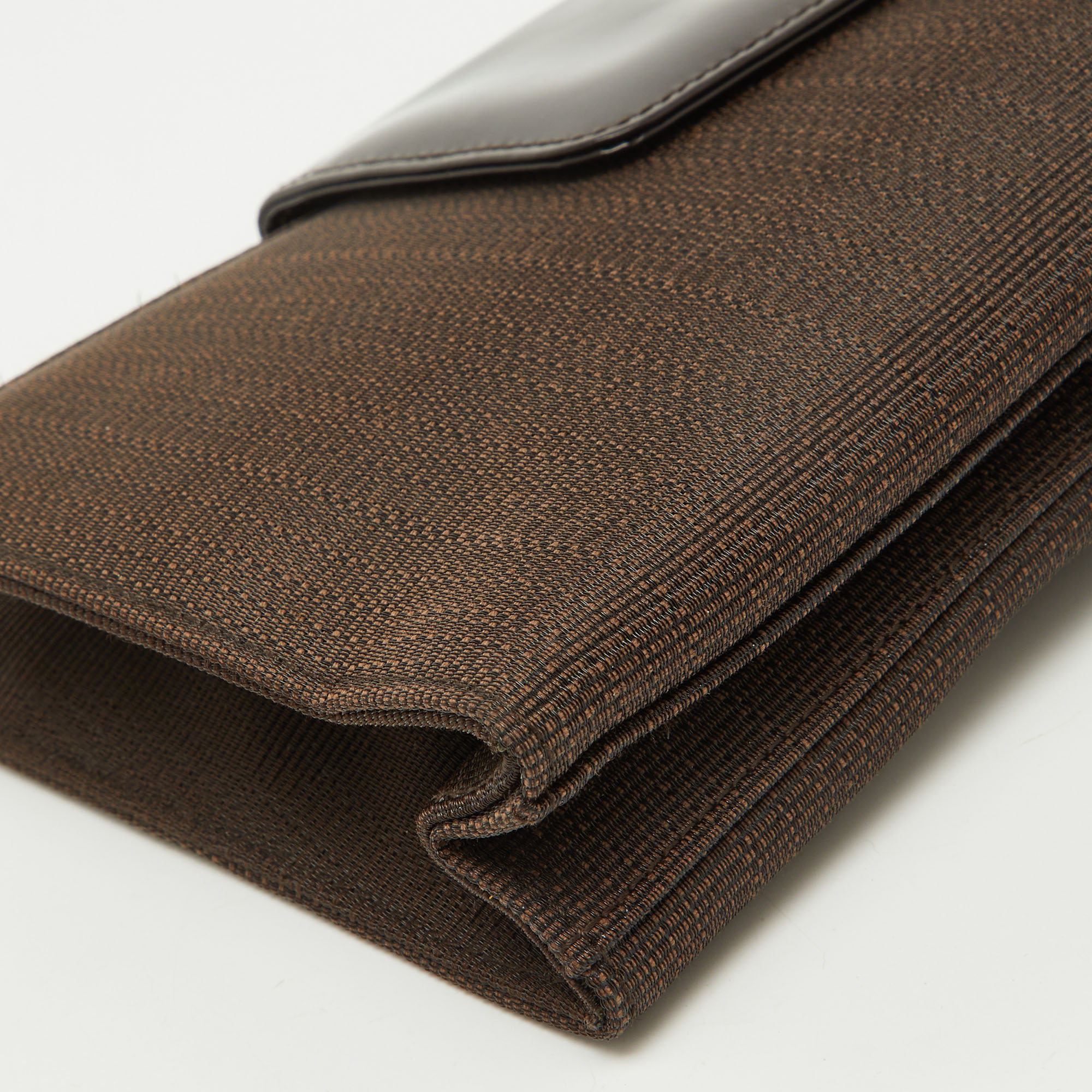 Dior Dark Brown Canvas and Leather Vintage Flap Clutch 