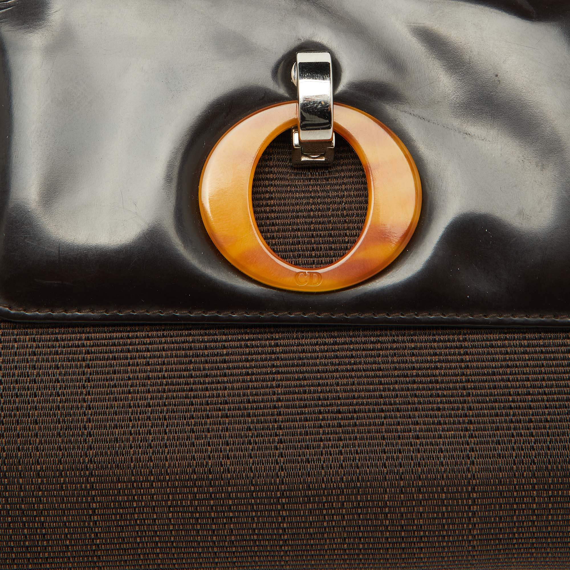 Dior Dark Brown Canvas and Leather Vintage Flap Clutch 