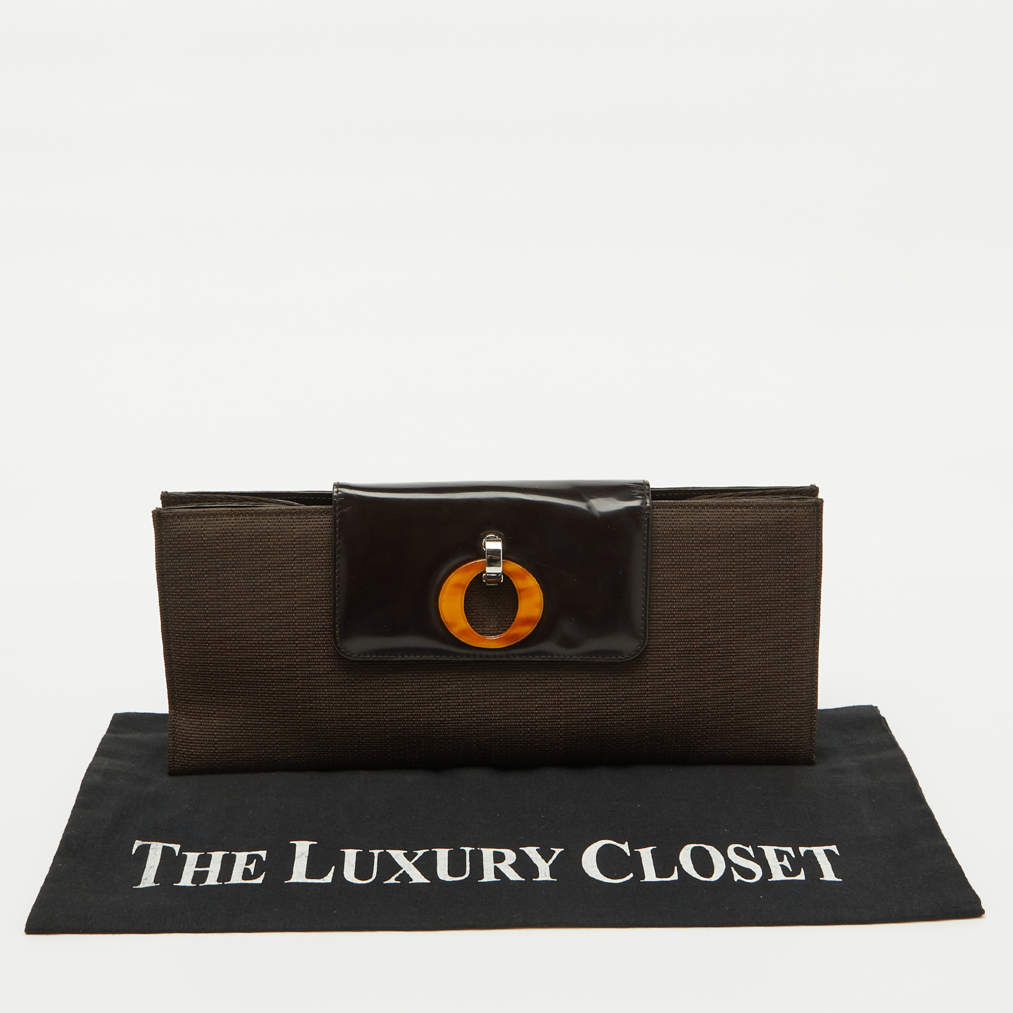 Dior Dark Brown Canvas and Leather Vintage Flap Clutch 