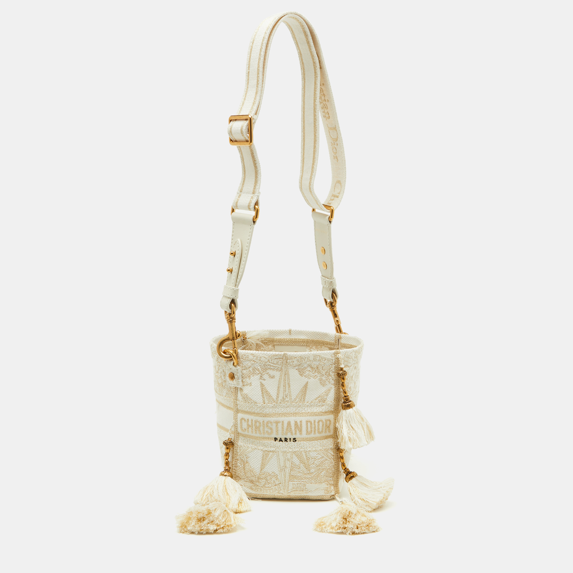 

Dior Beige/Gold Rêve d'Infini Embroidery Canvas Small D-Bubble Bucket Bag