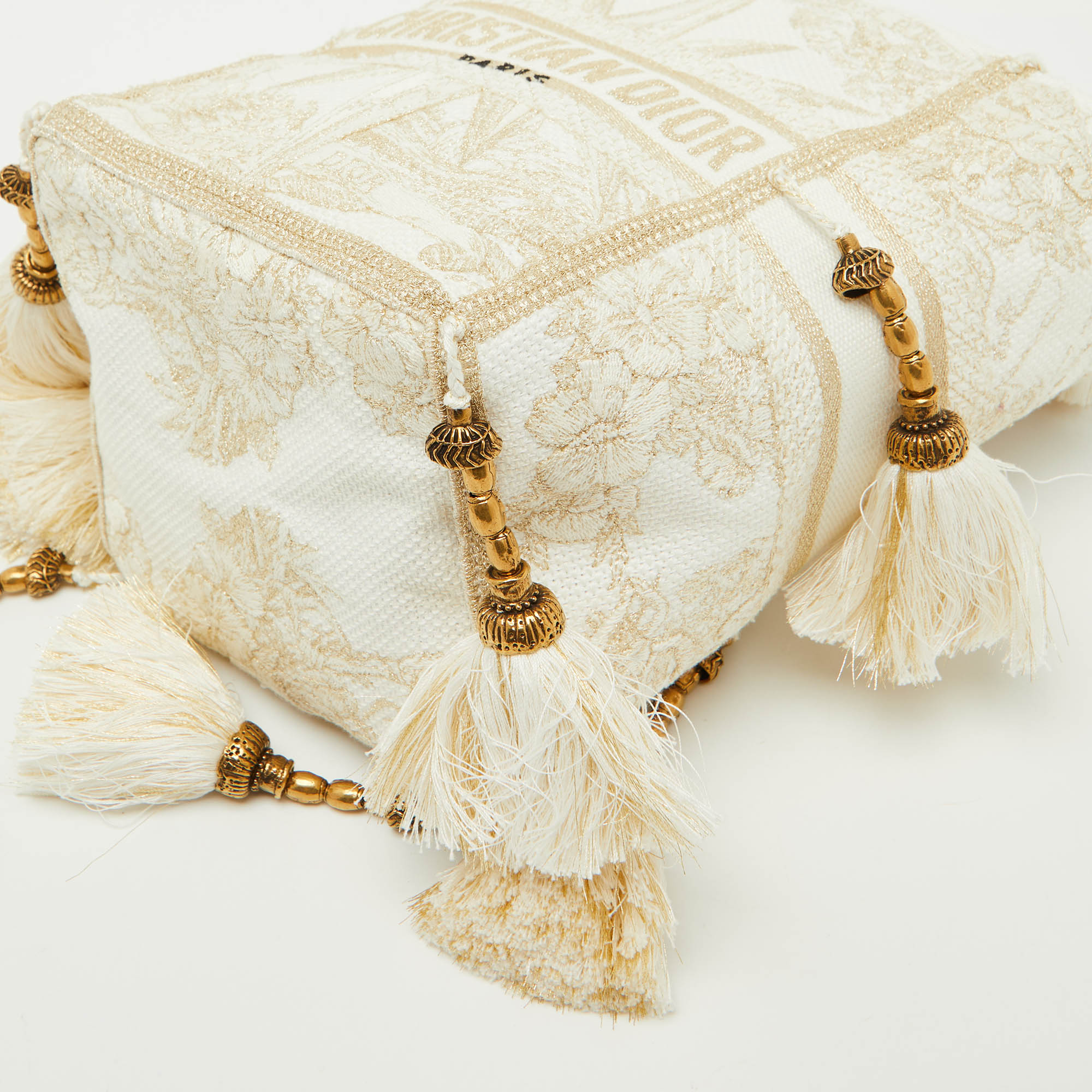 Dior Beige/Gold Rêve d`Infini Embroidery Canvas Small D-Bubble Bucket Bag 