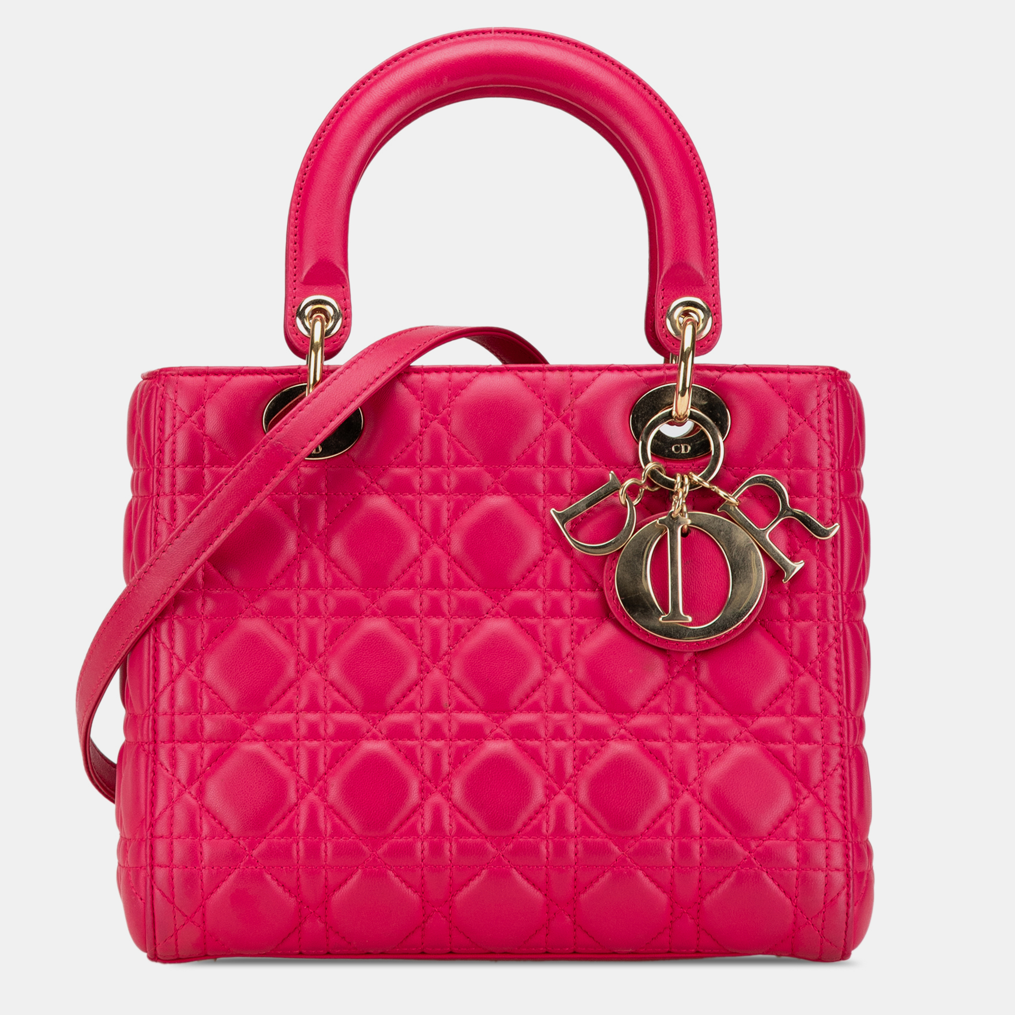 

Dior Pink Lambskin Medium Cannage Lady Dior Tote Bag