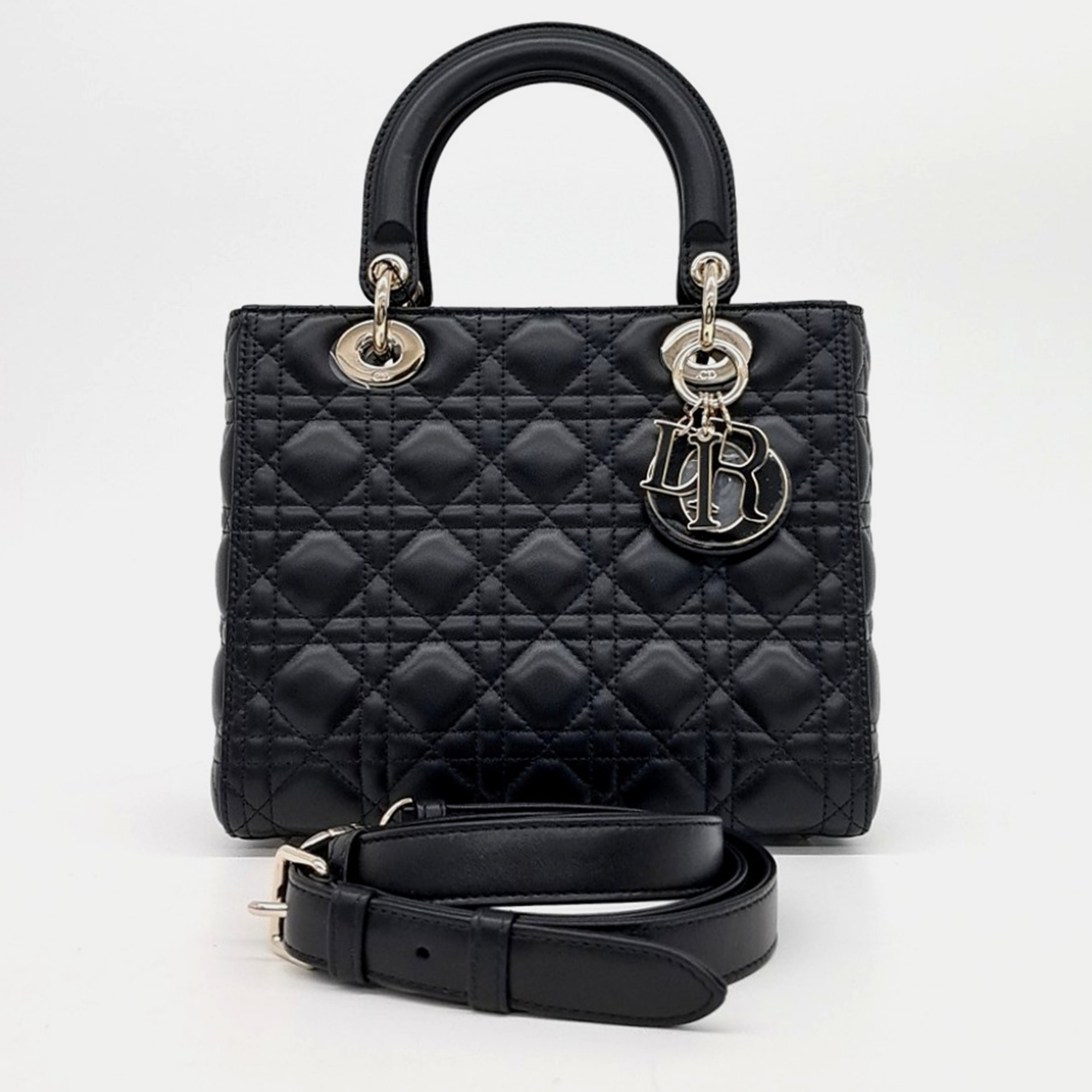 

Dior Black Leather Lady Medium Bag
