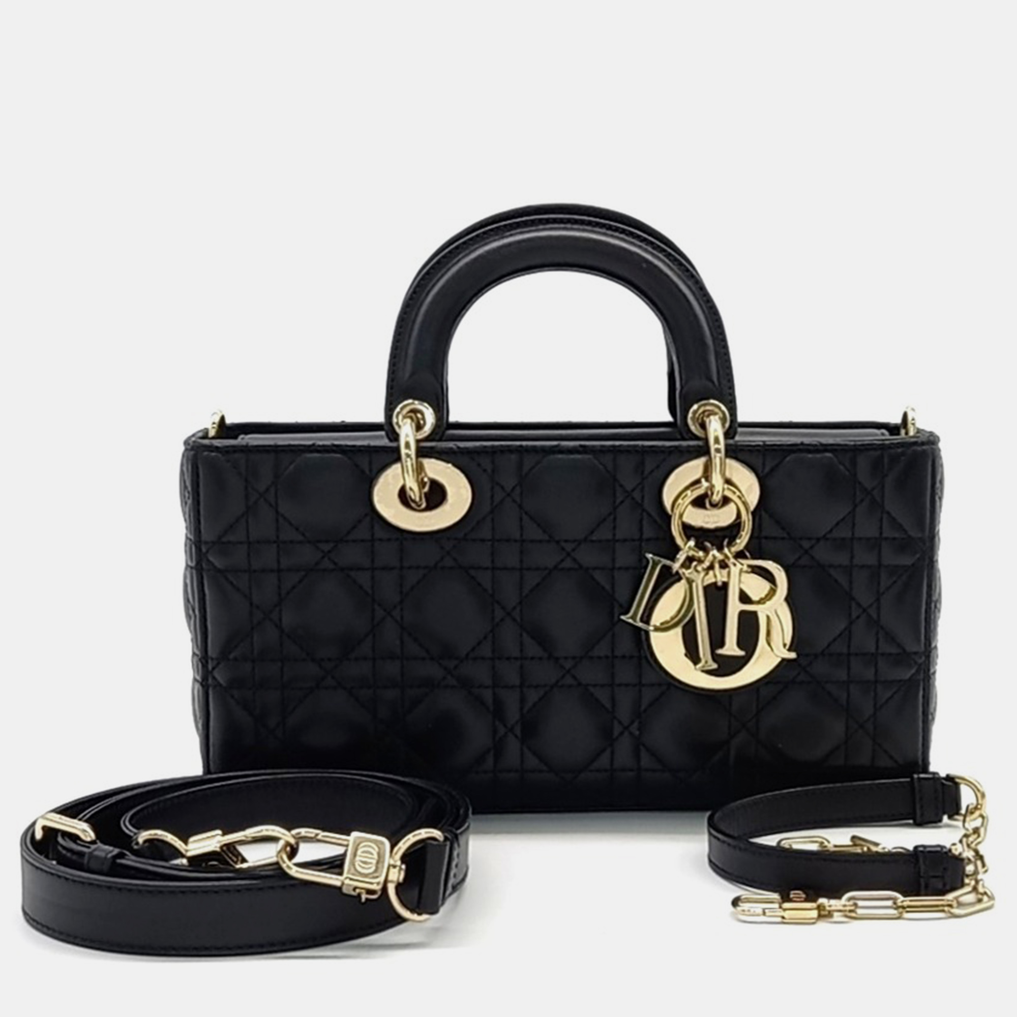 

Dior Black Leather Lady D-Joy Medium Bag