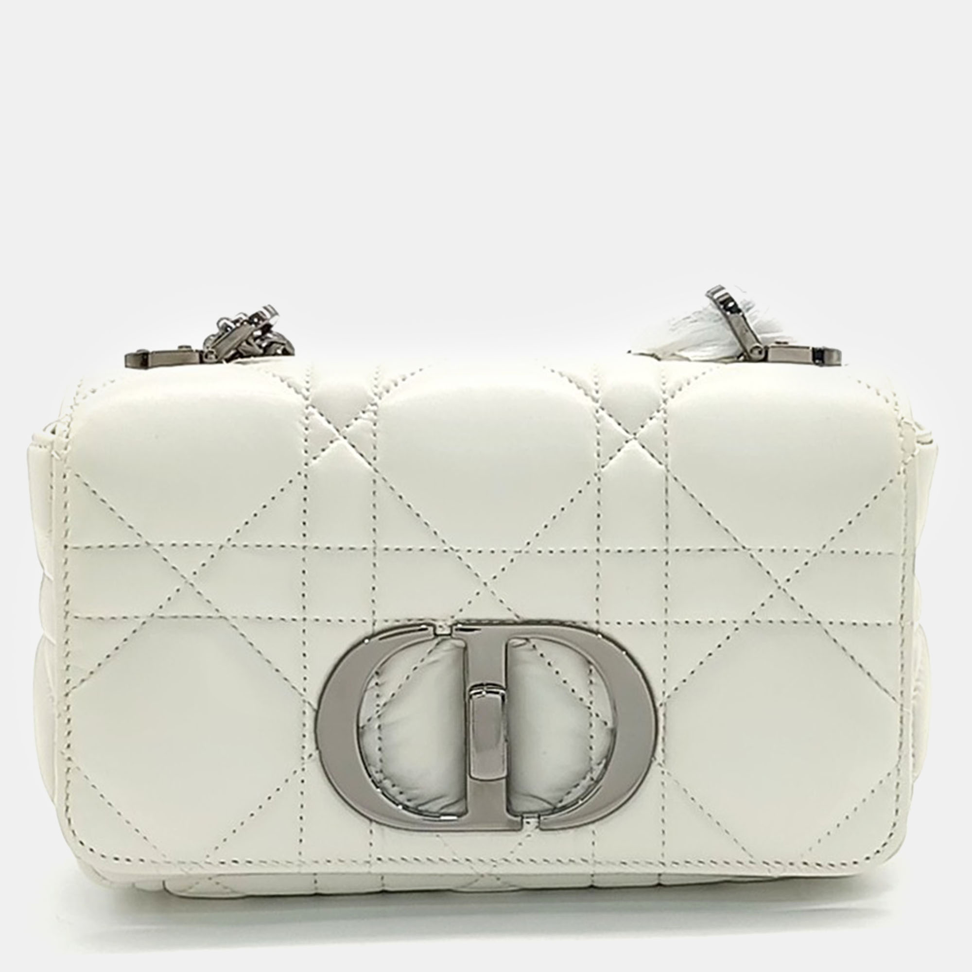 

Dior White Leather Caro Small Bag