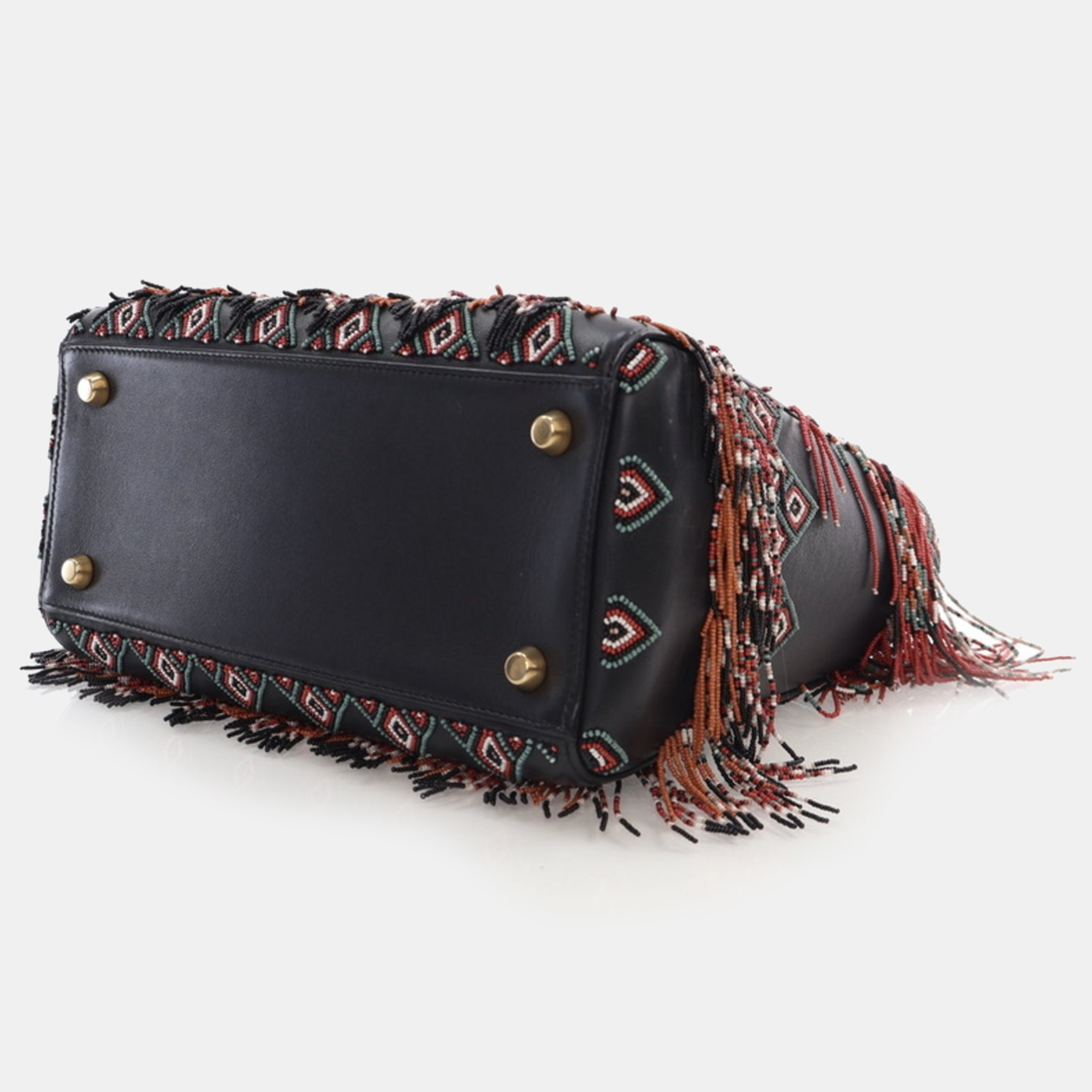 Dior Medium Multicolor/Black Beaded Fringe Lady Dior 