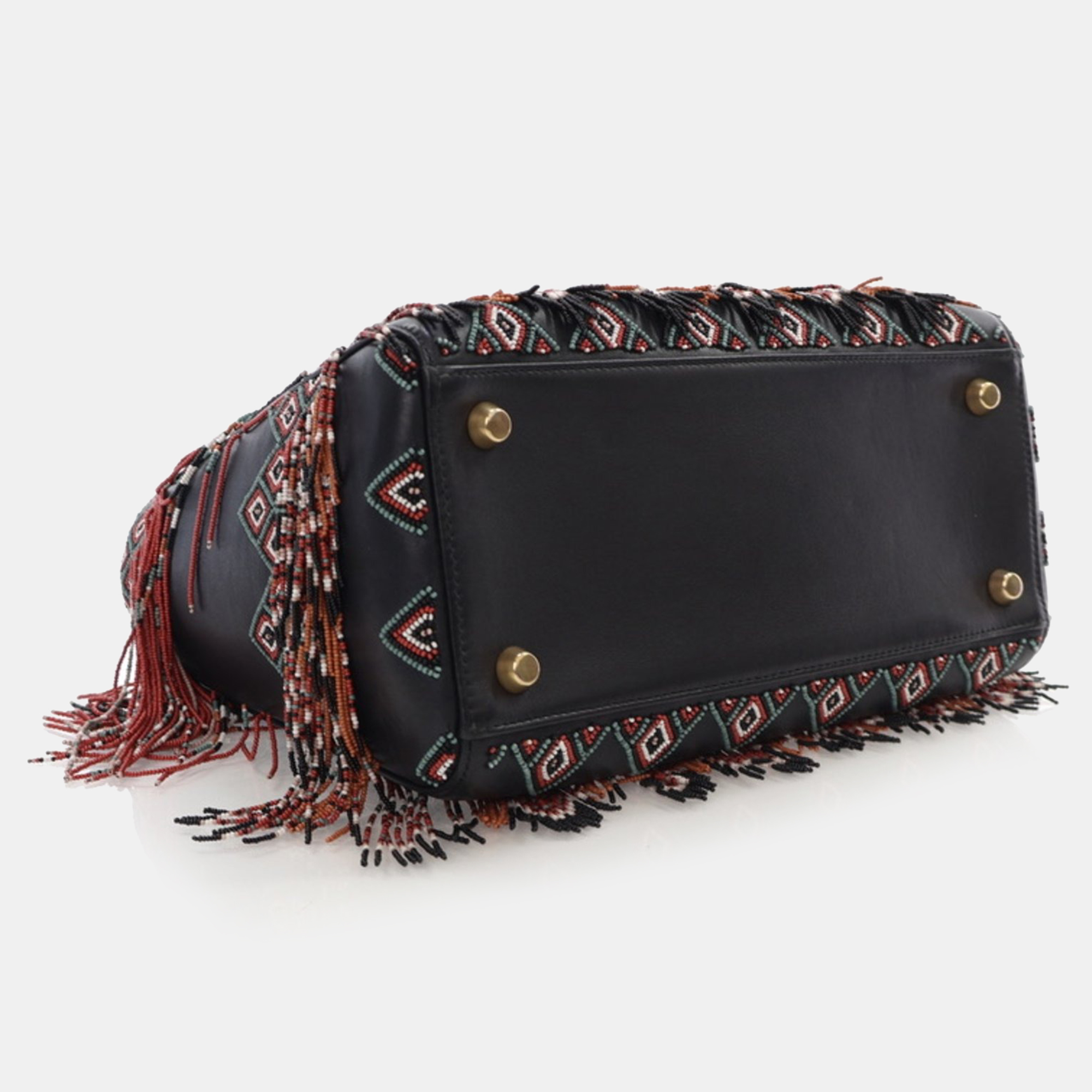 Dior Medium Multicolor/Black Beaded Fringe Lady Dior 