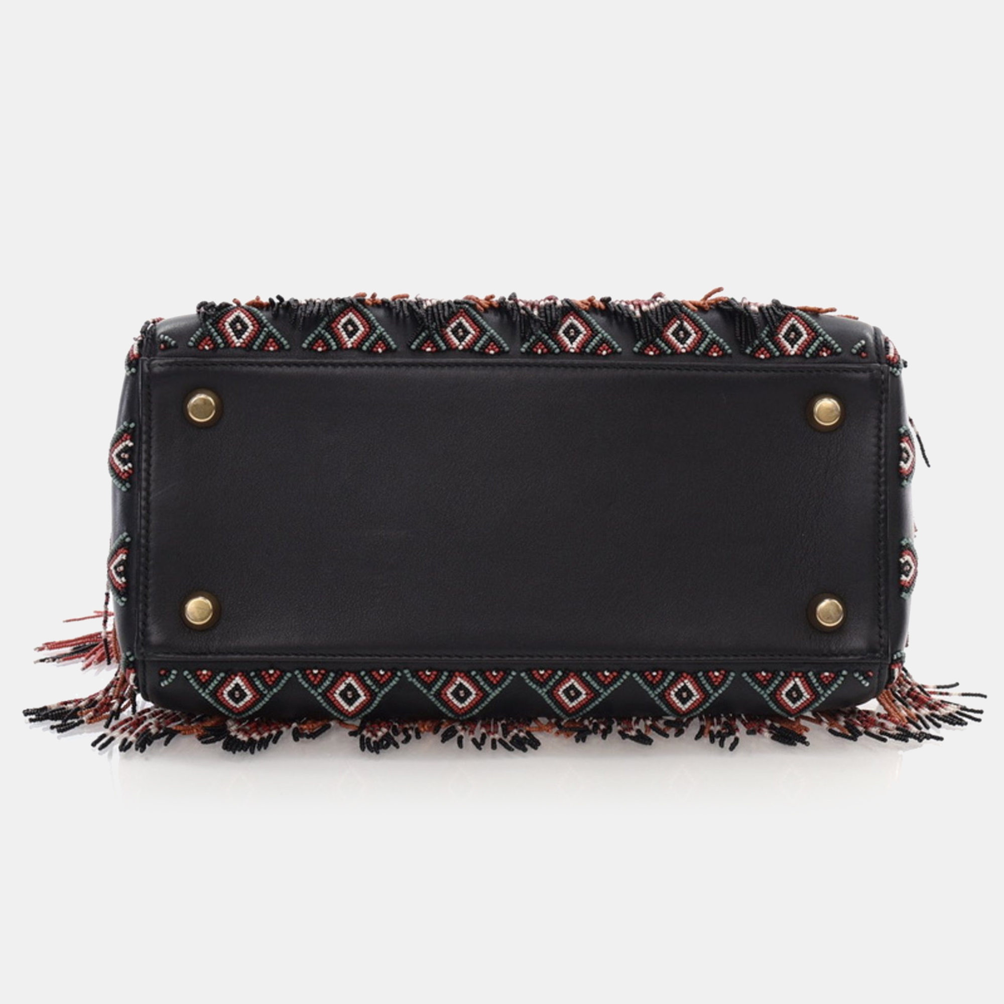 Dior Medium Multicolor/Black Beaded Fringe Lady Dior 