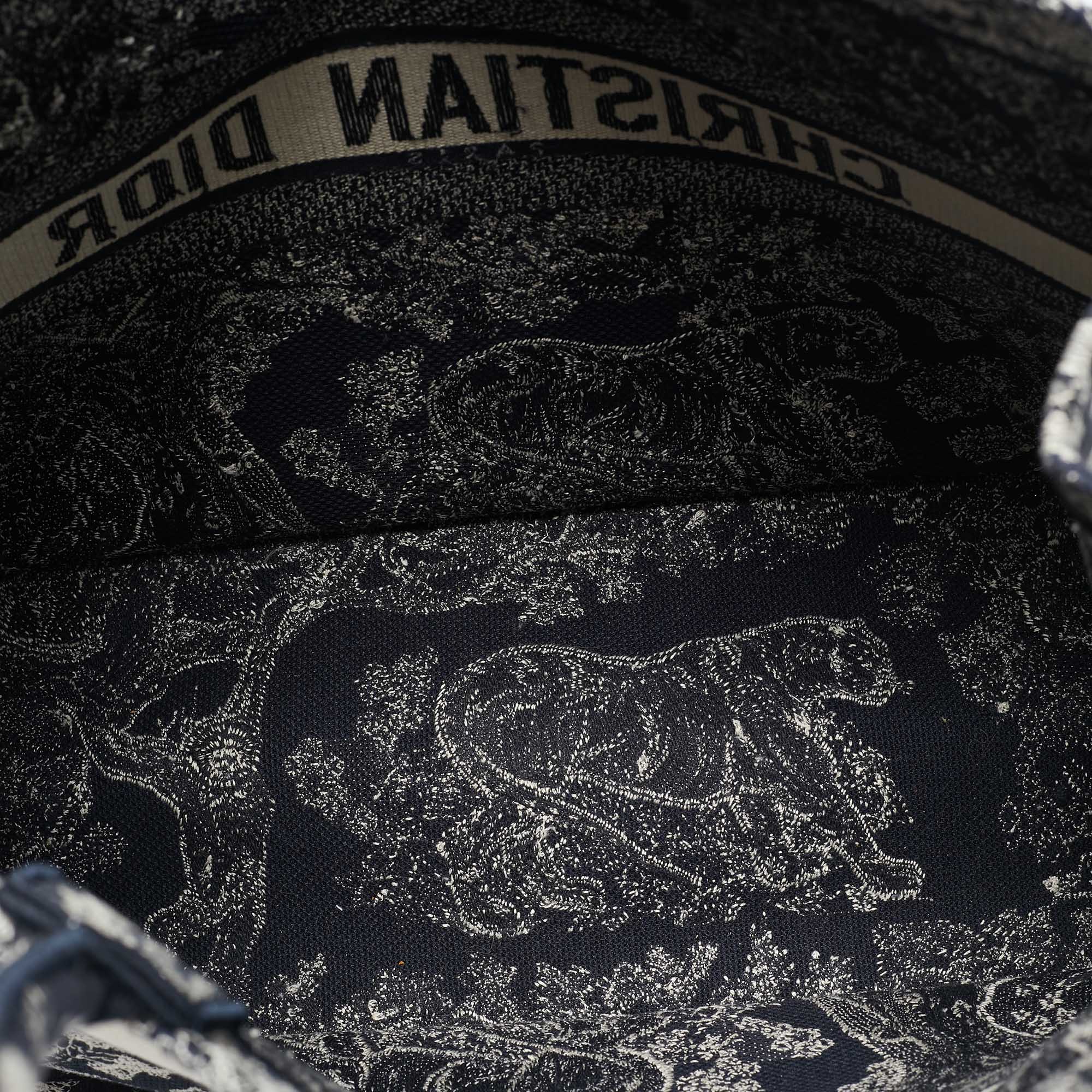 Dior Navy Blue Embroidered Canvas Large Dioriviera Toile De Jouy Book Tote 