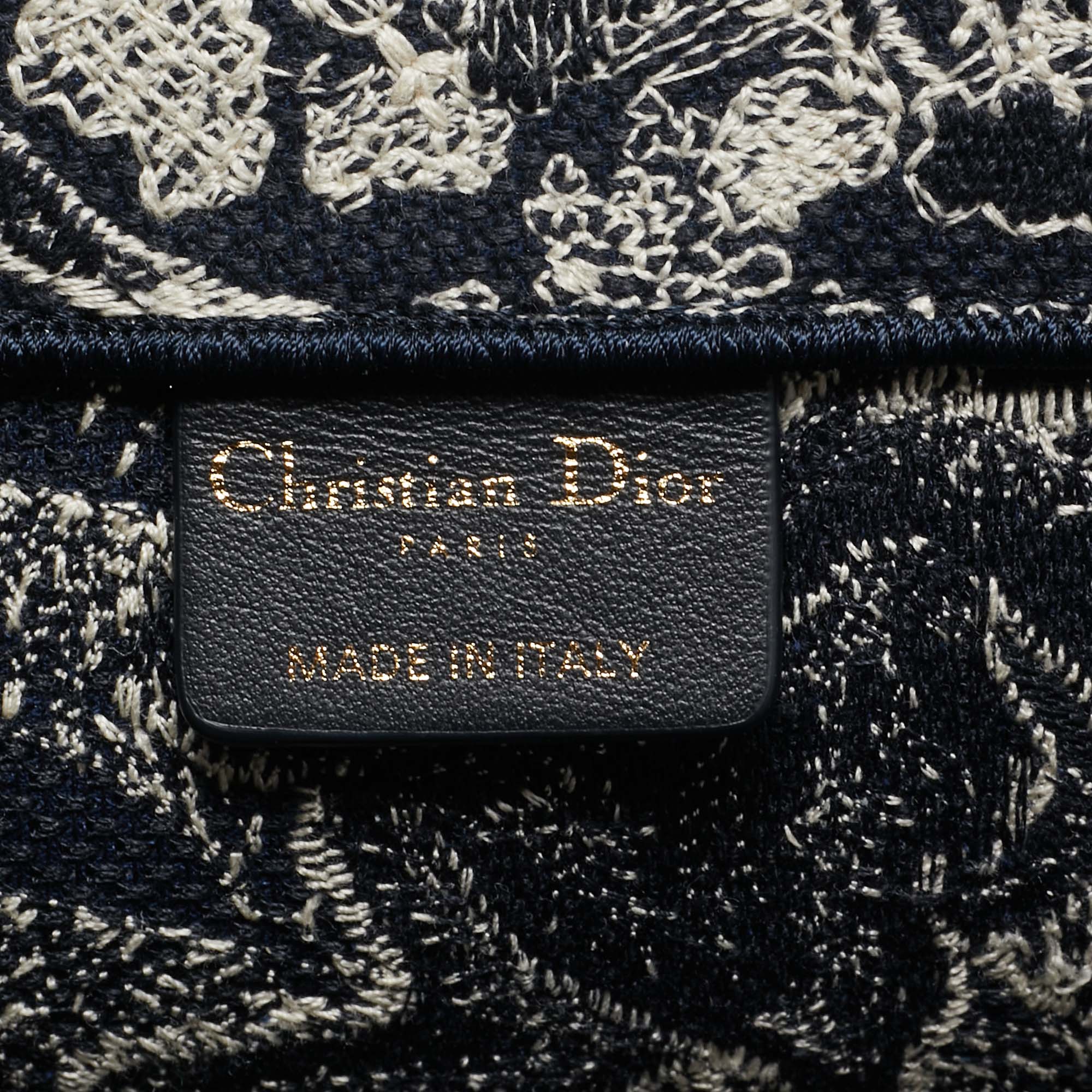 Dior Navy Blue Embroidered Canvas Large Dioriviera Toile De Jouy Book Tote 