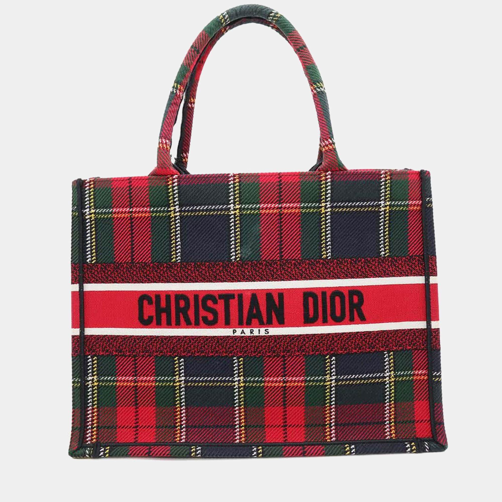 

Dior Red/Green Canvas Tartan Check Isetan Shinjuku Limited Small Book Tote Bag, Multicolor