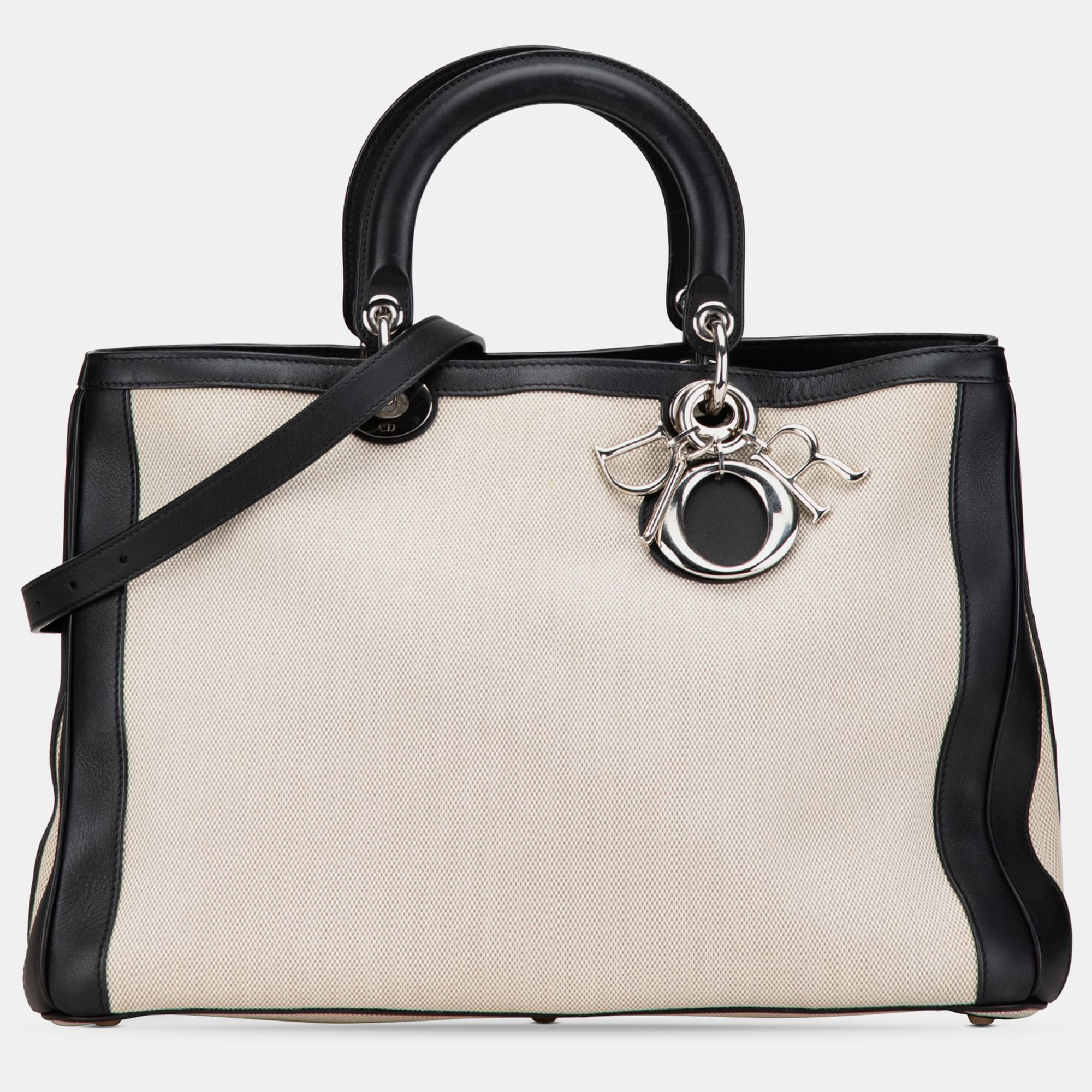 

Dior Beige Black Large Canvas Diorissimo Satchel