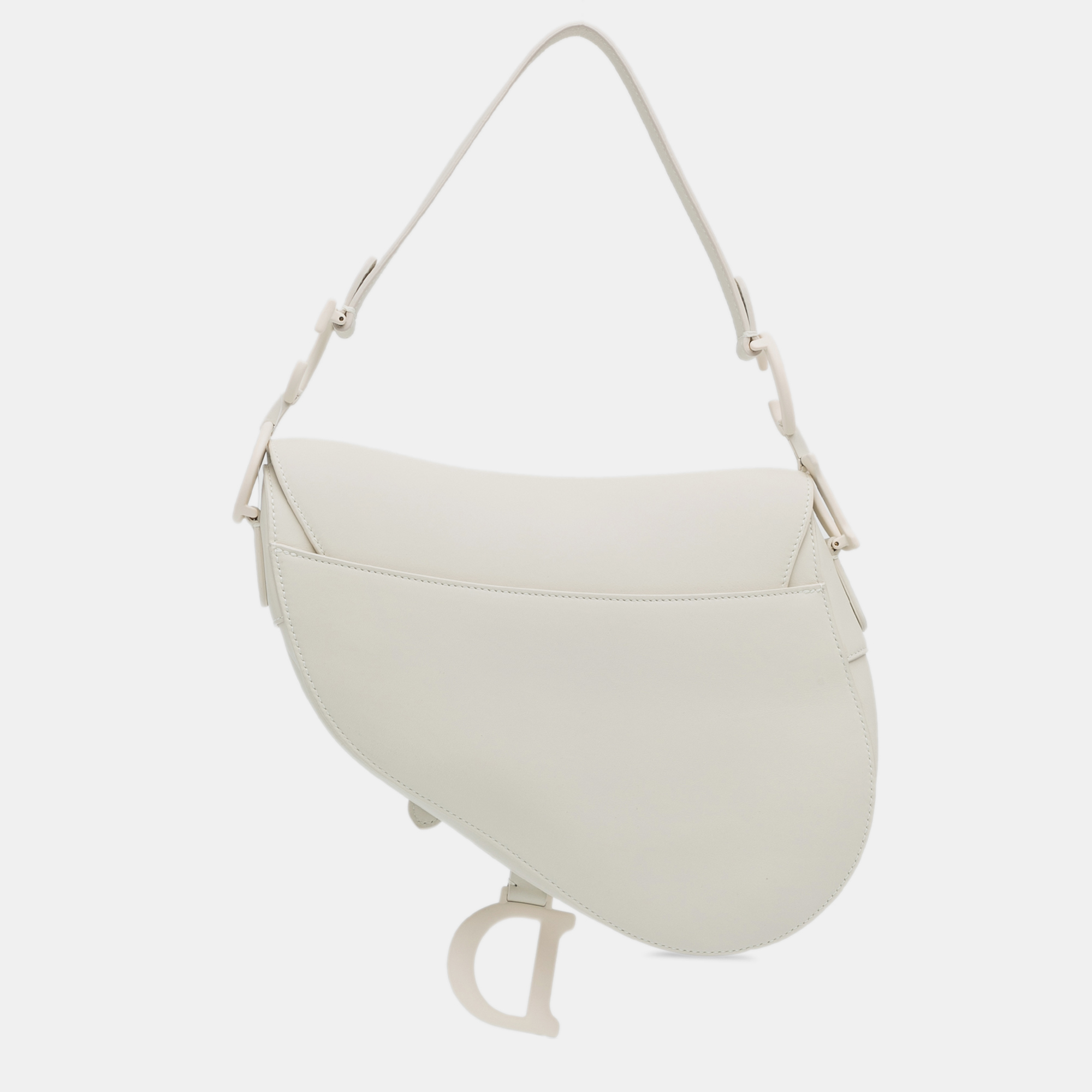Dior White Ultra Matte Calfskin Saddle Bag 