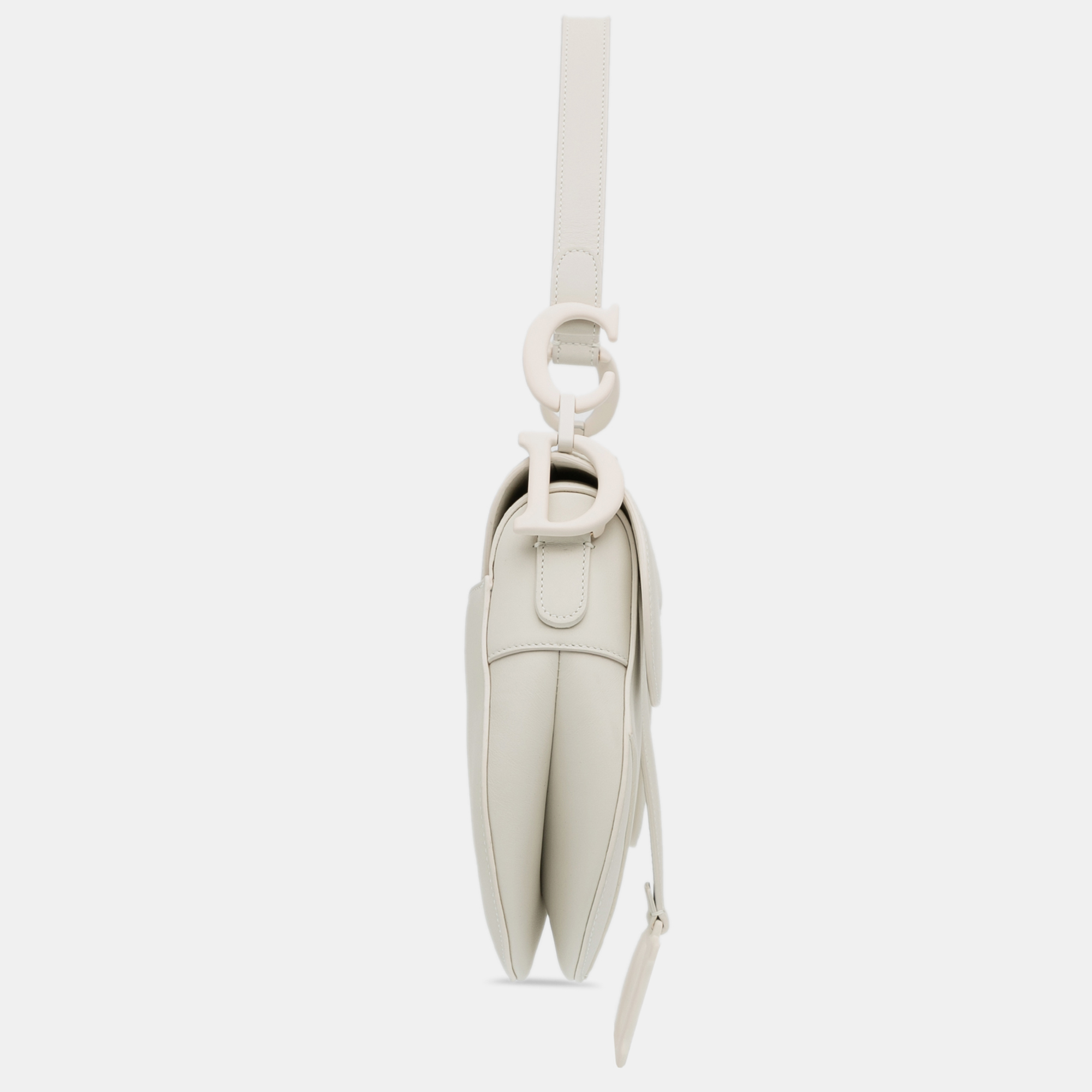 Dior White Ultra Matte Calfskin Saddle Bag 