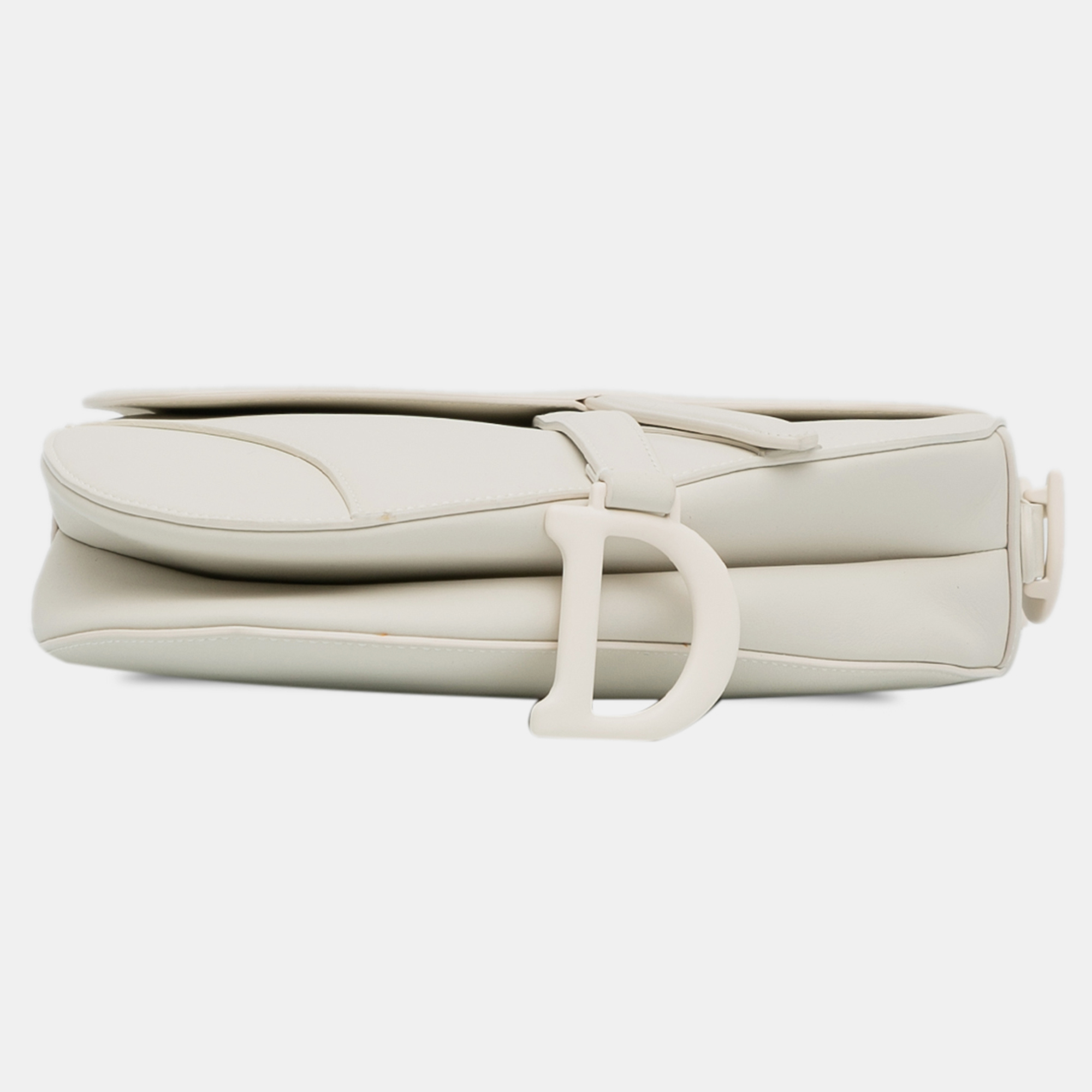Dior White Ultra Matte Calfskin Saddle Bag 