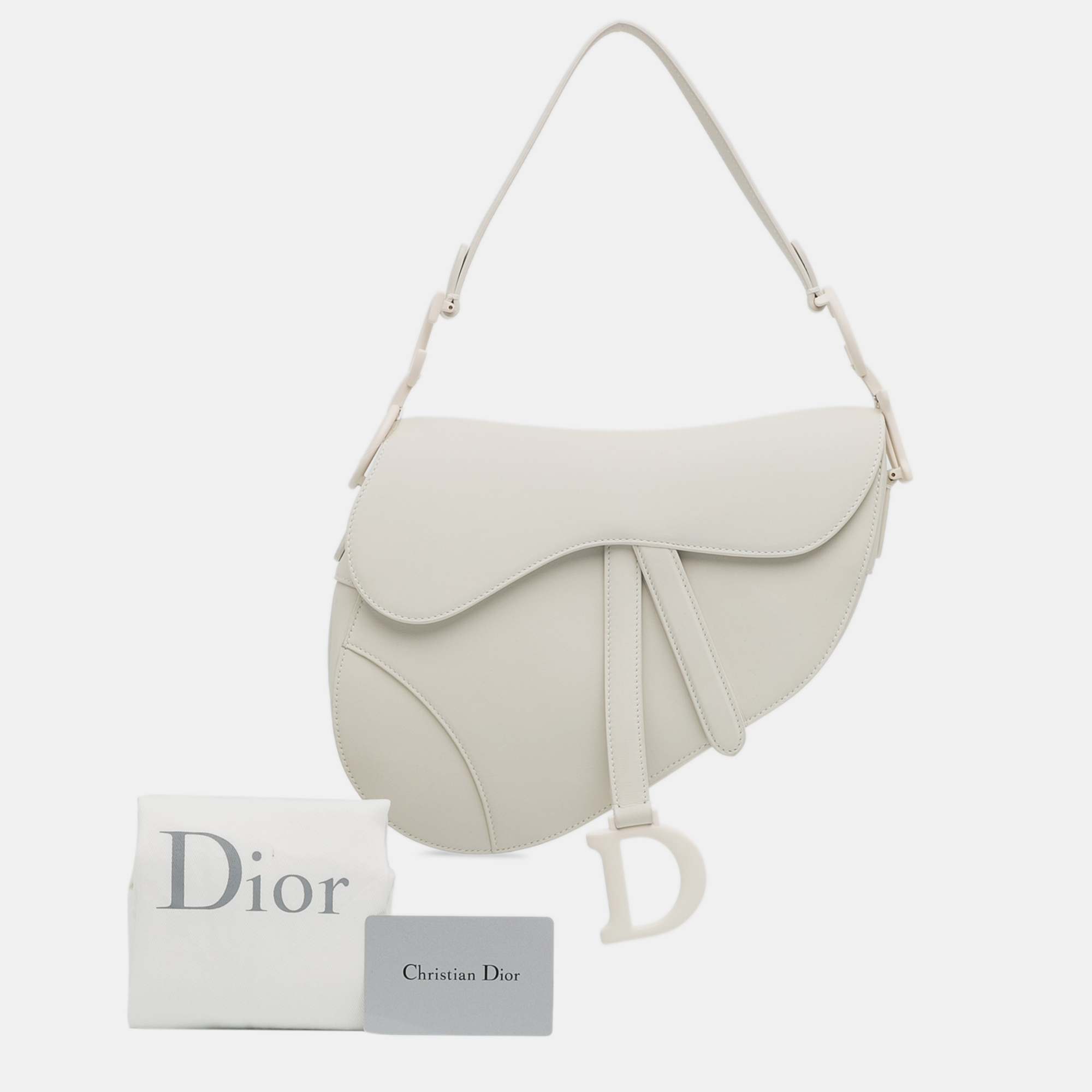 Dior White Ultra Matte Calfskin Saddle Bag 