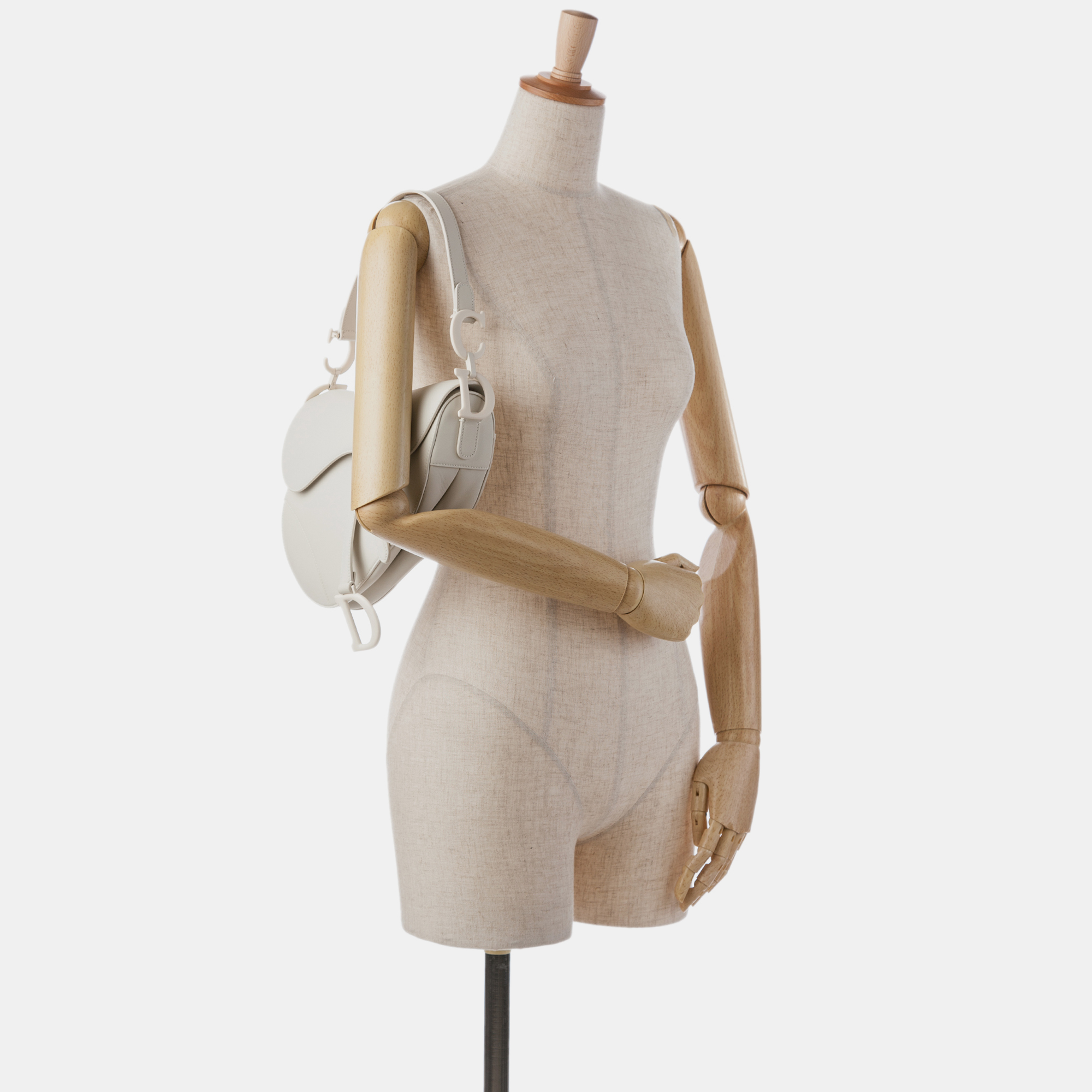 Dior White Ultra Matte Calfskin Saddle Bag 