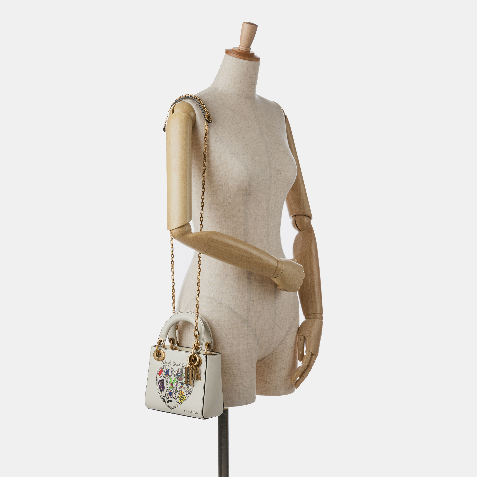 Dior White Niki de Saint Phalle Mini Calfskin Lady Dior 