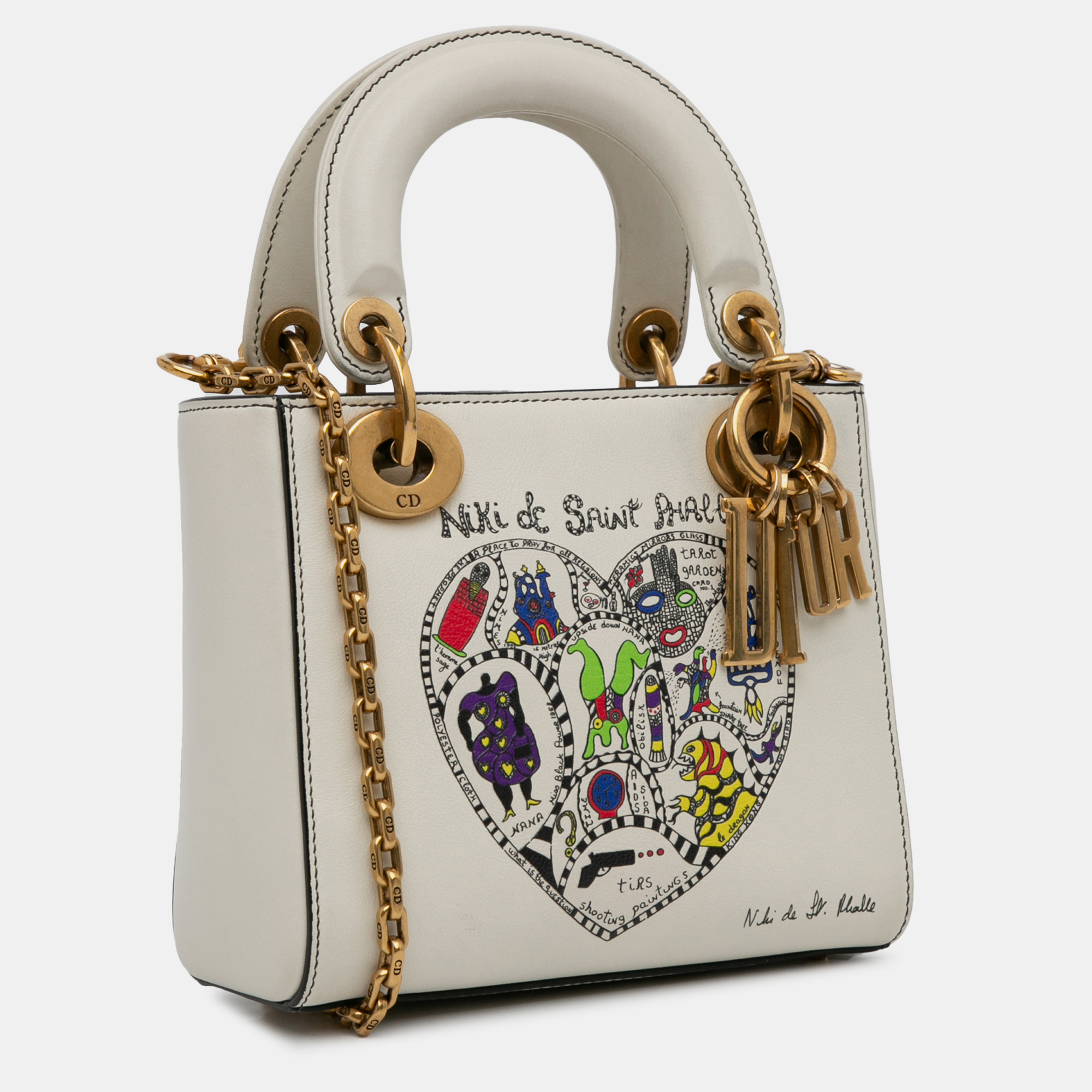 Dior White Niki de Saint Phalle Mini Calfskin Lady Dior 