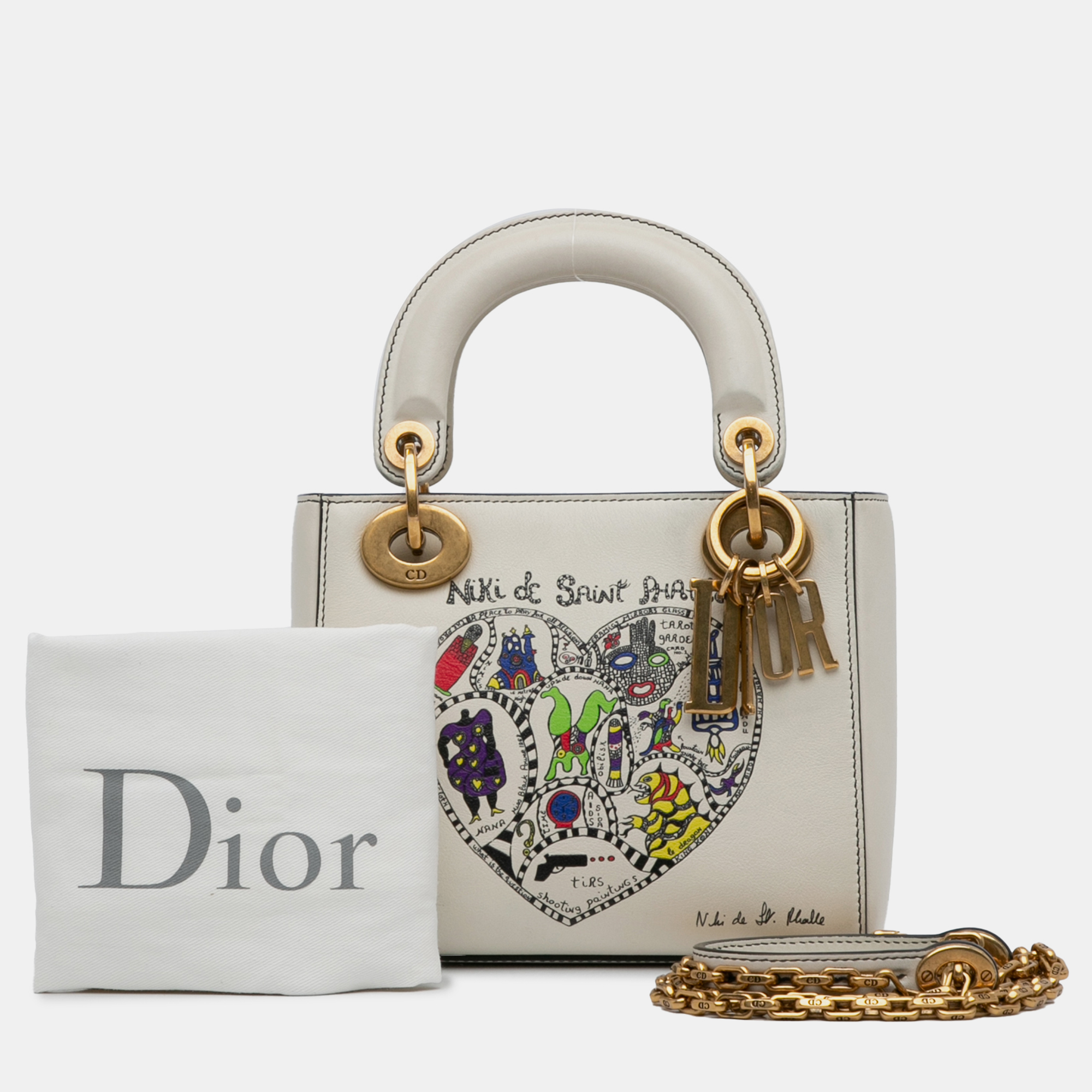 Dior White Niki de Saint Phalle Mini Calfskin Lady Dior 
