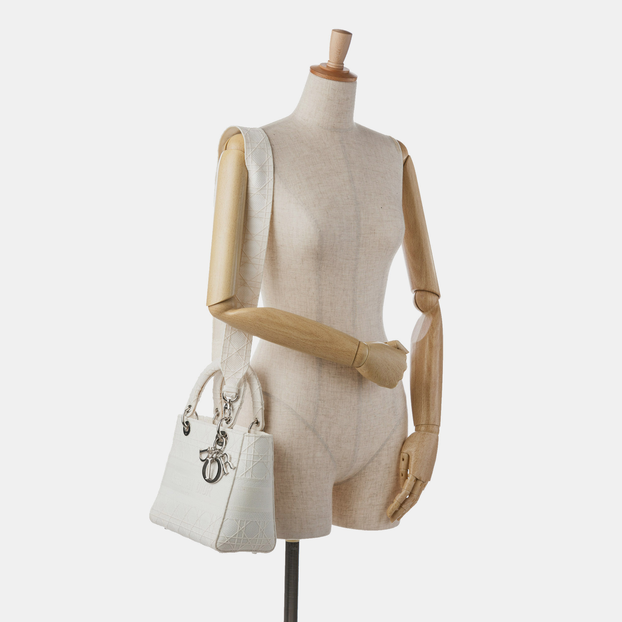 Dior White Medium Cannage Lady D-Lite 