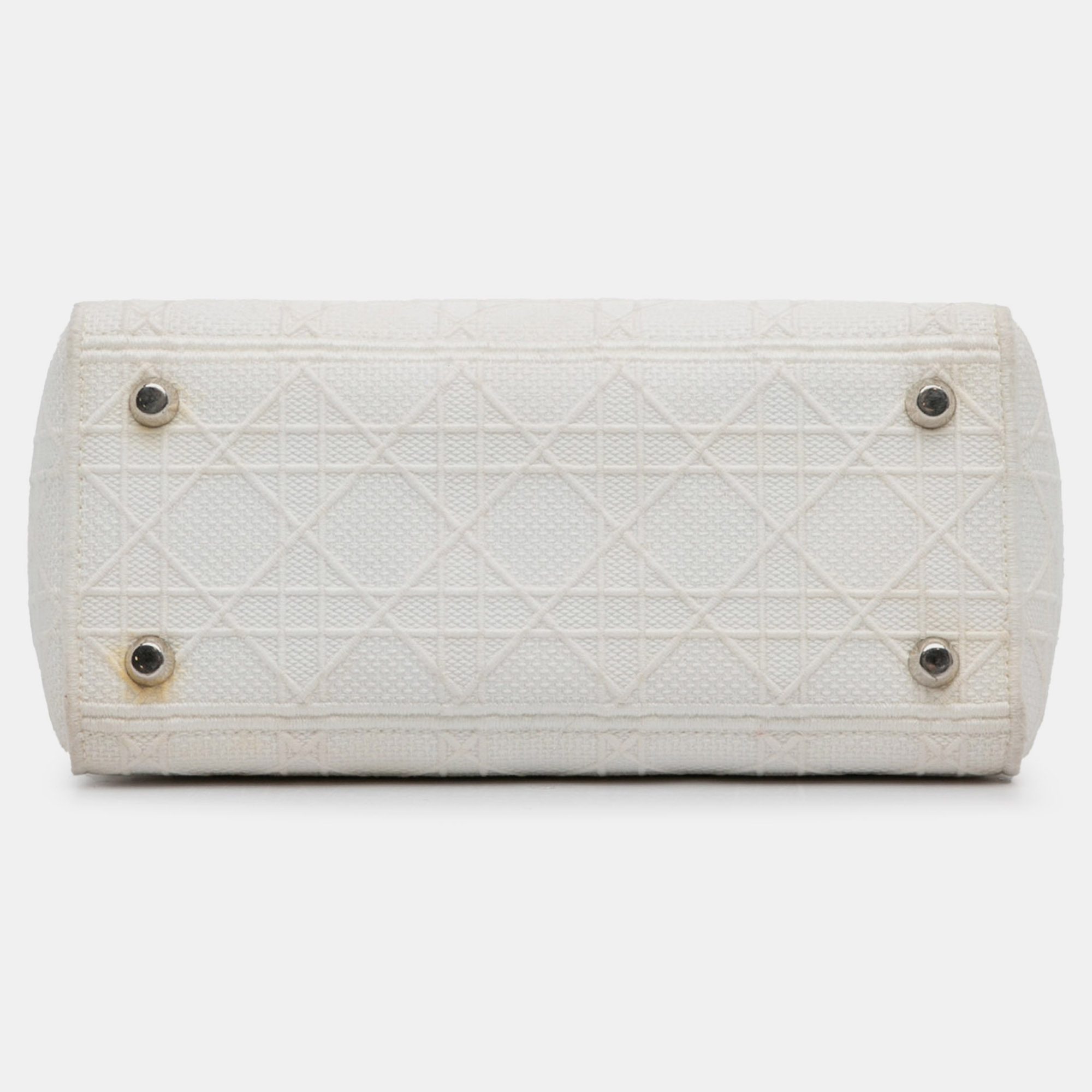 Dior White Medium Cannage Lady D-Lite 