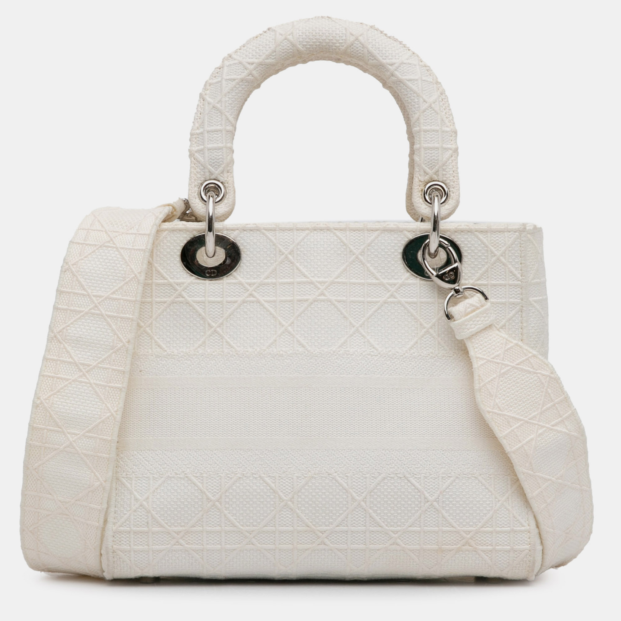 Dior White Medium Cannage Lady D-Lite 