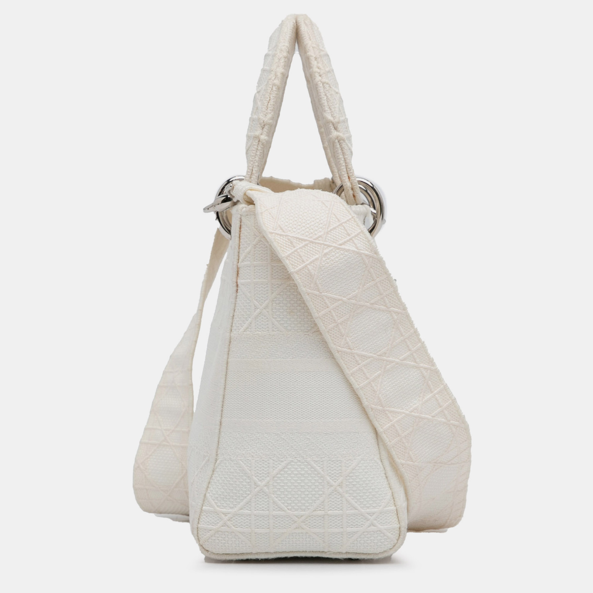 Dior White Medium Cannage Lady D-Lite 