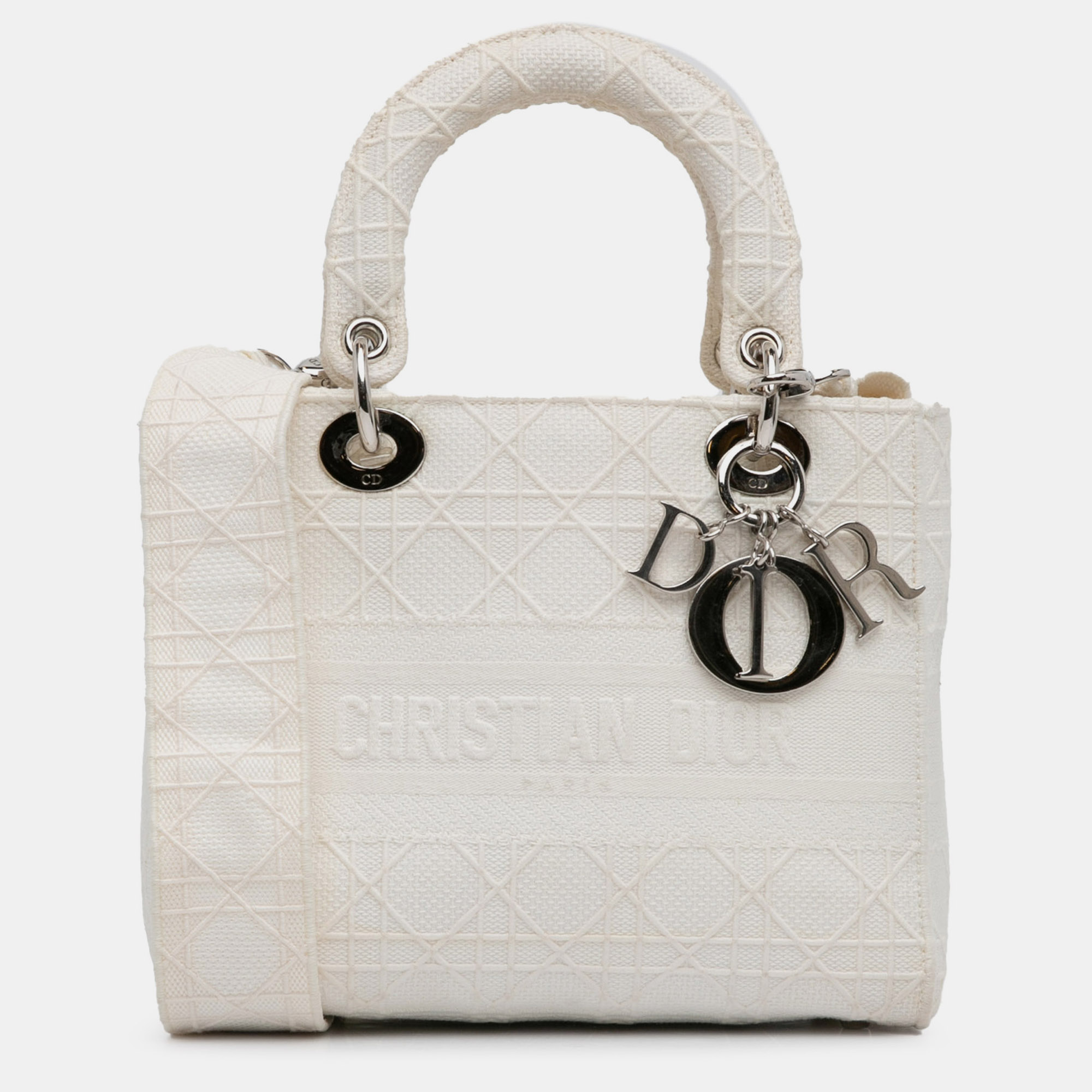 

Dior White Medium Cannage Lady D-Lite